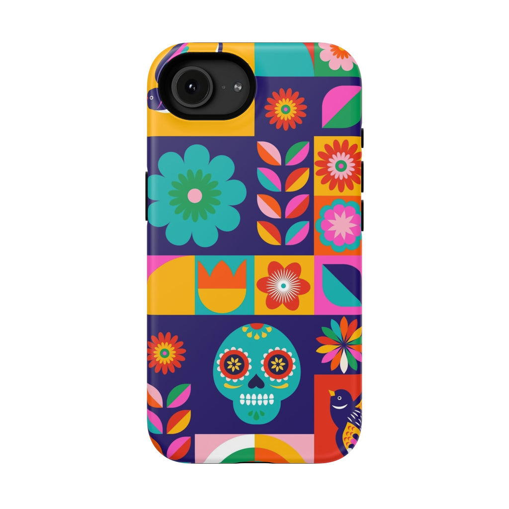 Colorful Day of the Dead Floral Skull iPhone, or Galaxy Protective Phone Cover