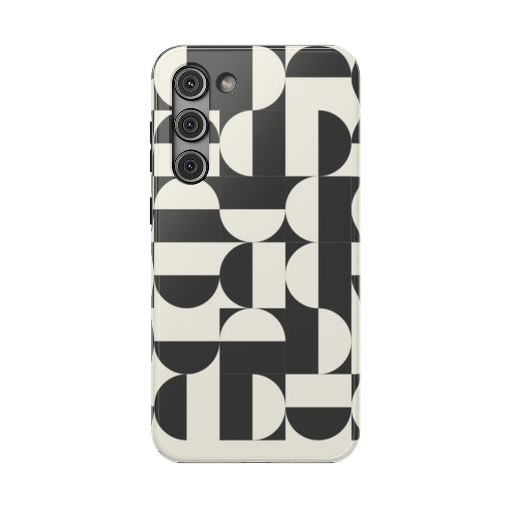 Impact-Resistant Phone Case — Monochrome Geometric Pattern