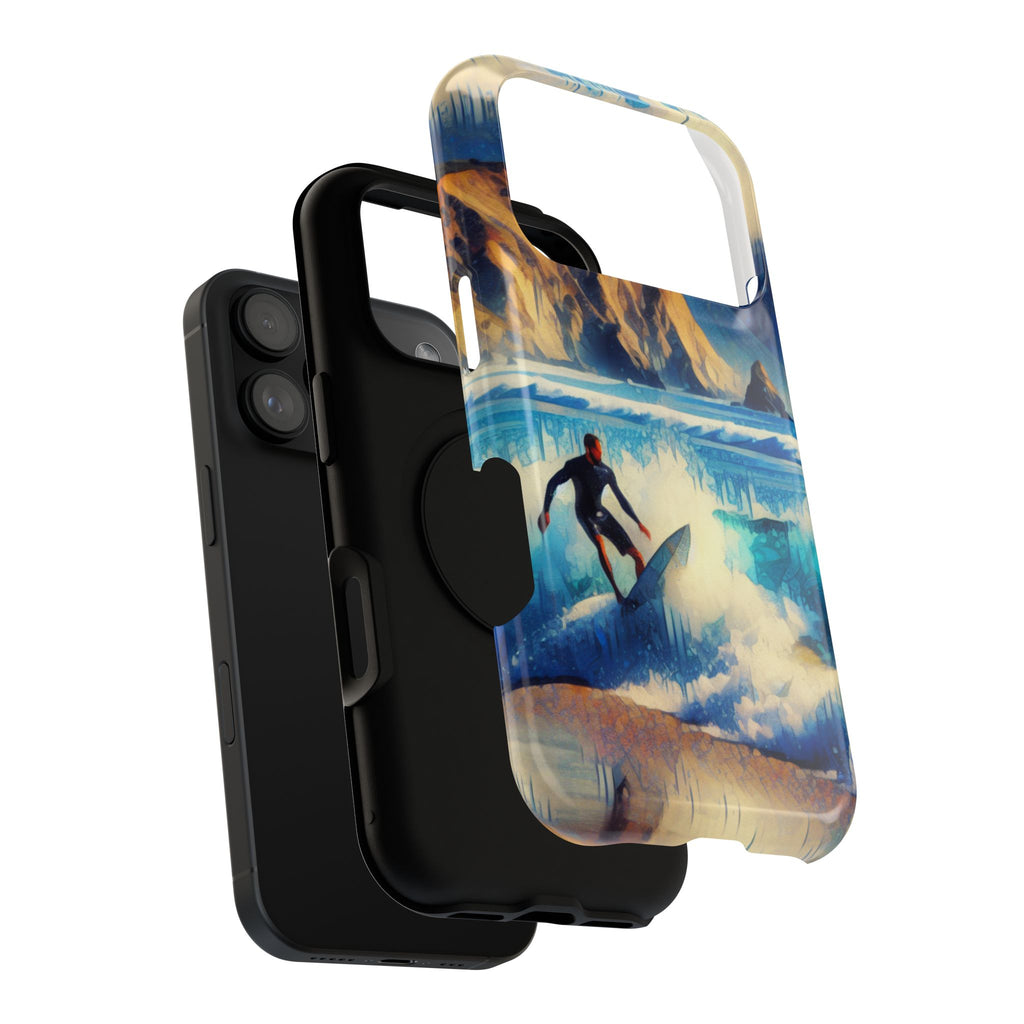 Surfer Wave Impact Phone Case – Vibrant Ocean Art Protective Cover