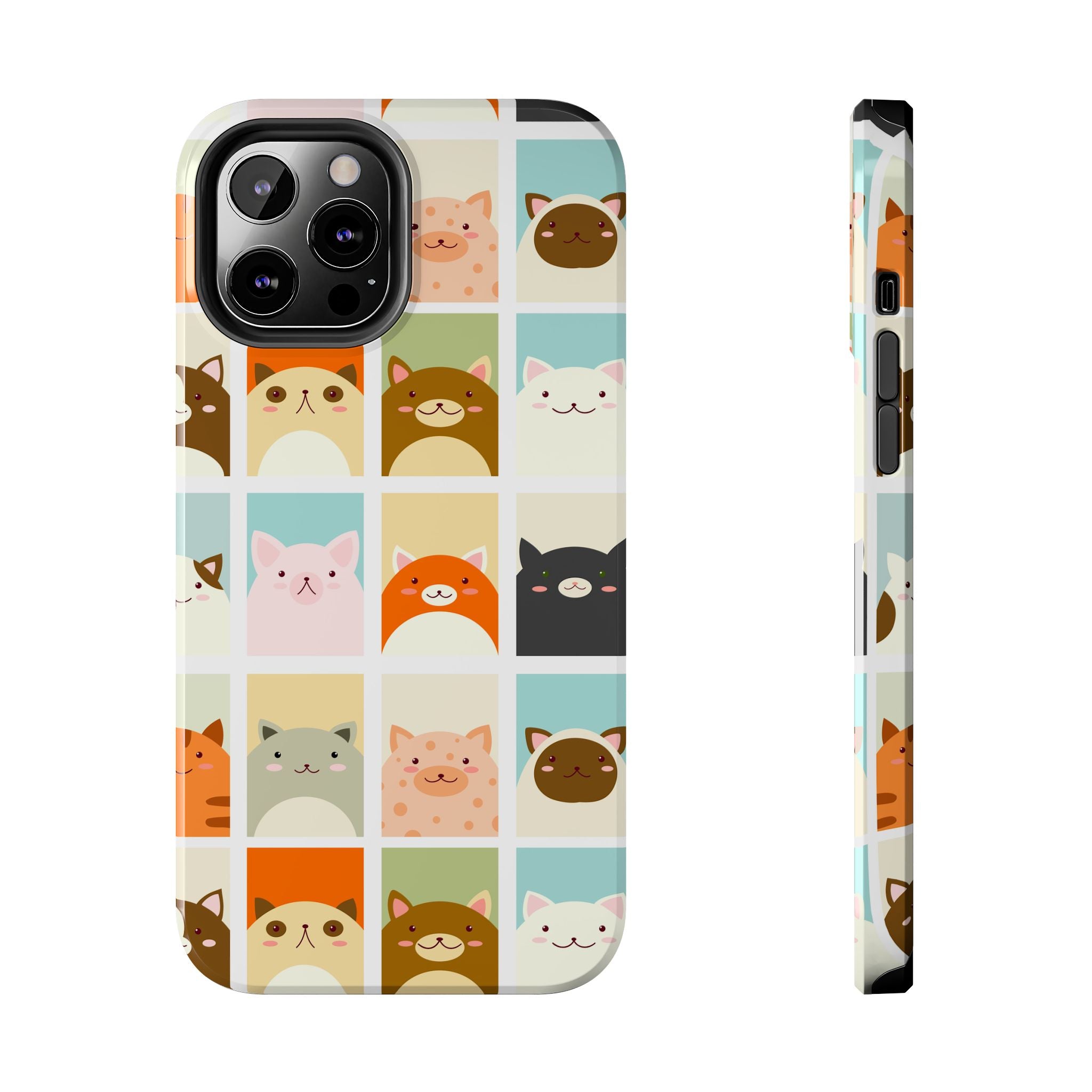 Cute Grid Cats Tough Phone Case