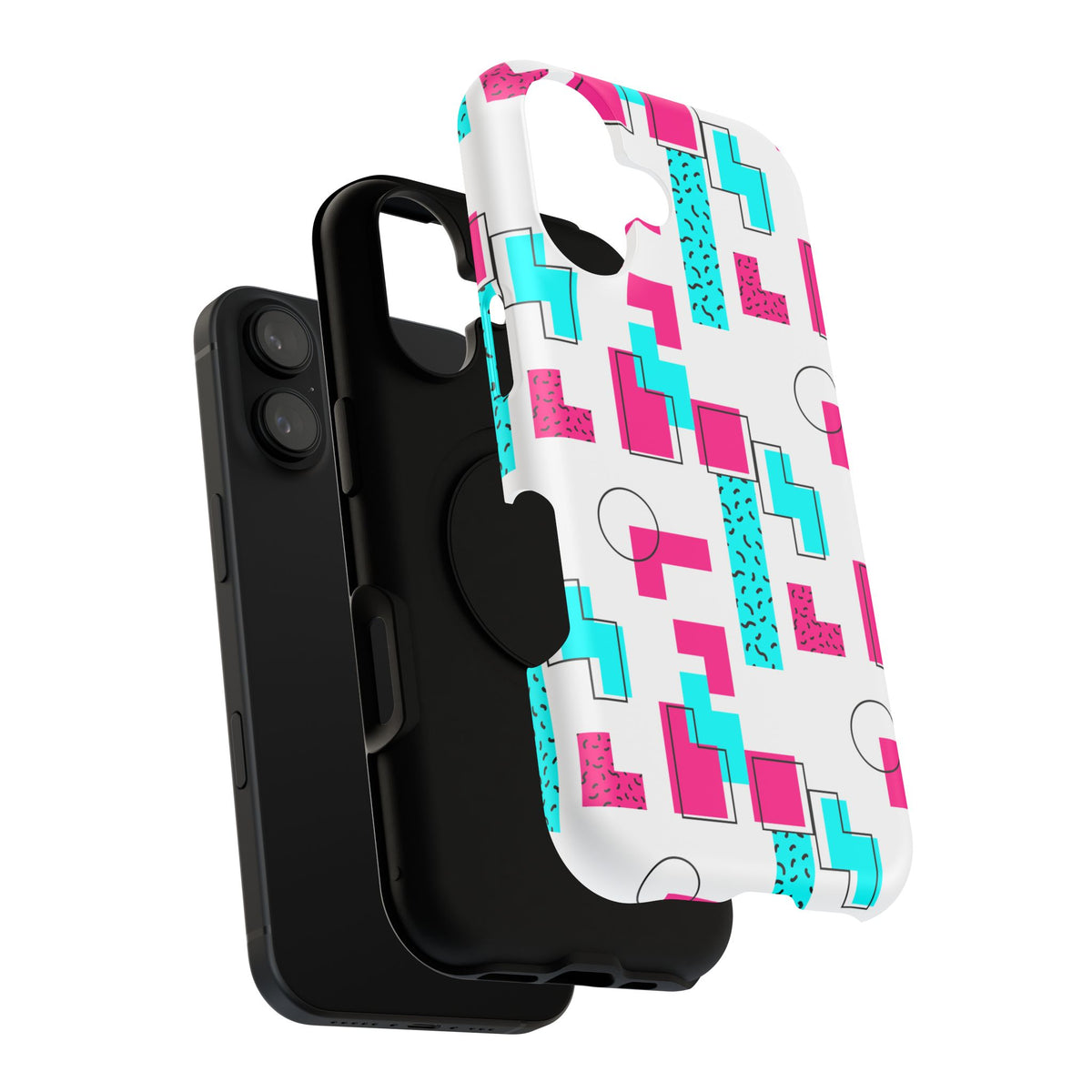 Retro Geometric Phone Case — 80s Memphis Pattern Impact-Resistant Case
