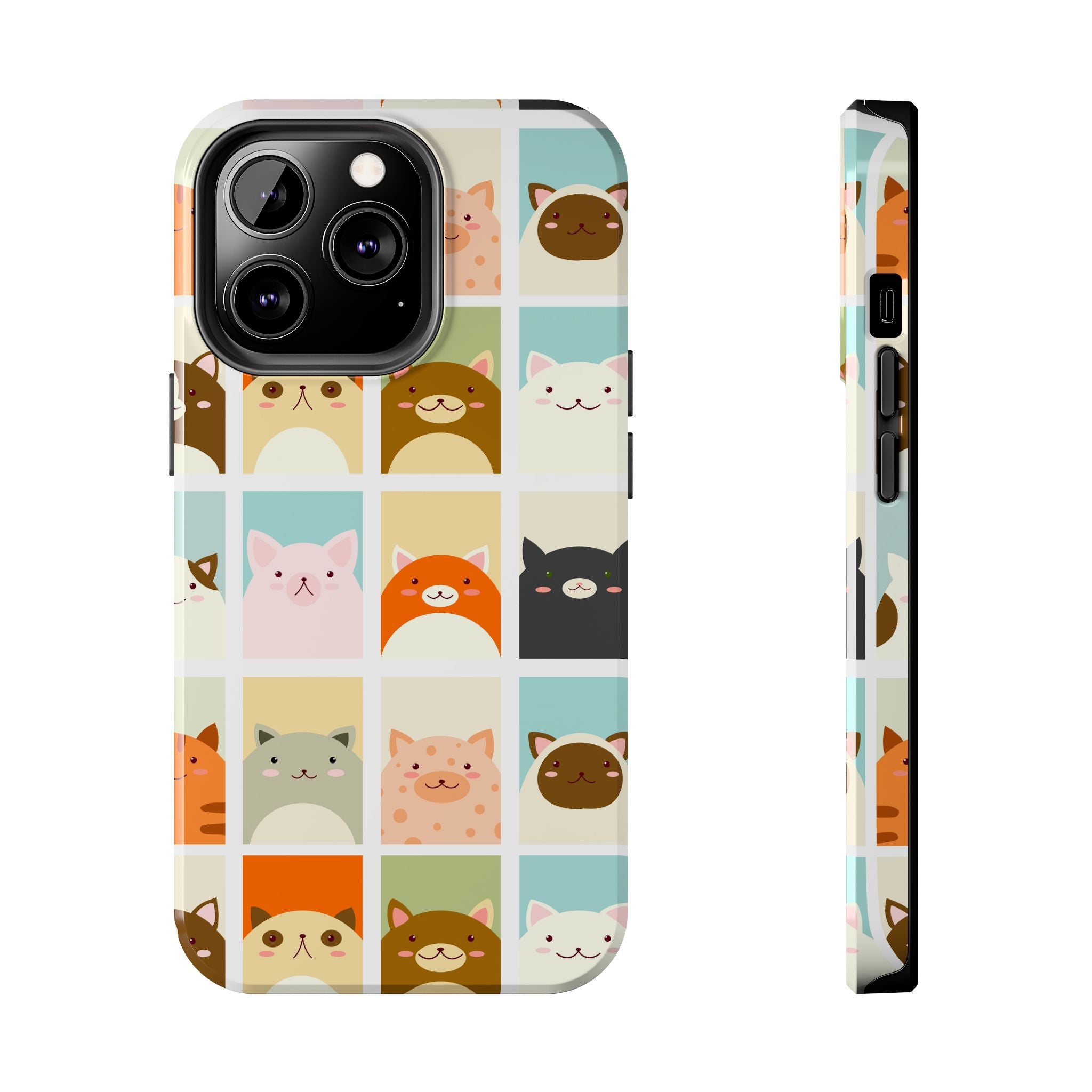 Cute Grid Cats Tough Phone Case