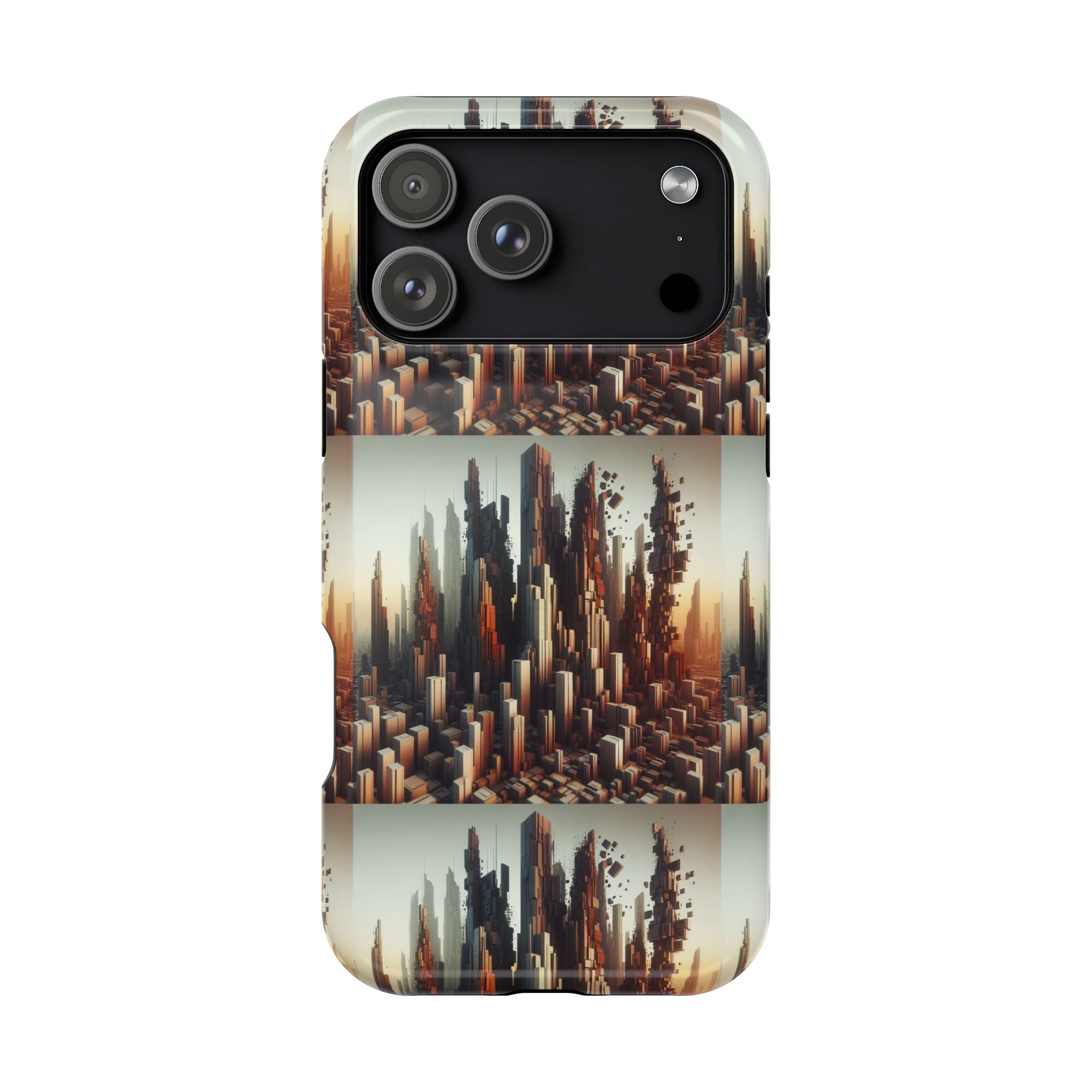 Abstract Skyline iPhone Case — Surreal Cityscape Impact-Resistant Phone Cover