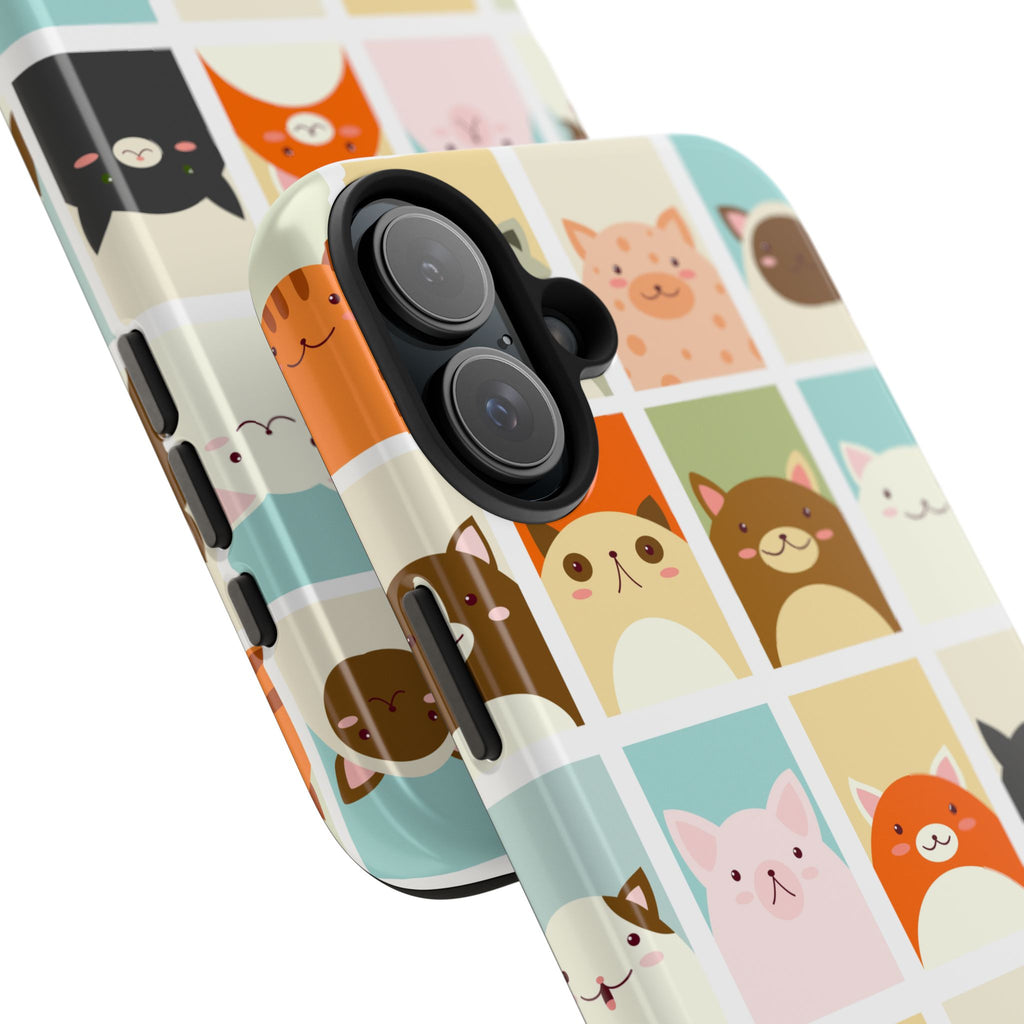 Cute Grid Cats Tough Phone Case
