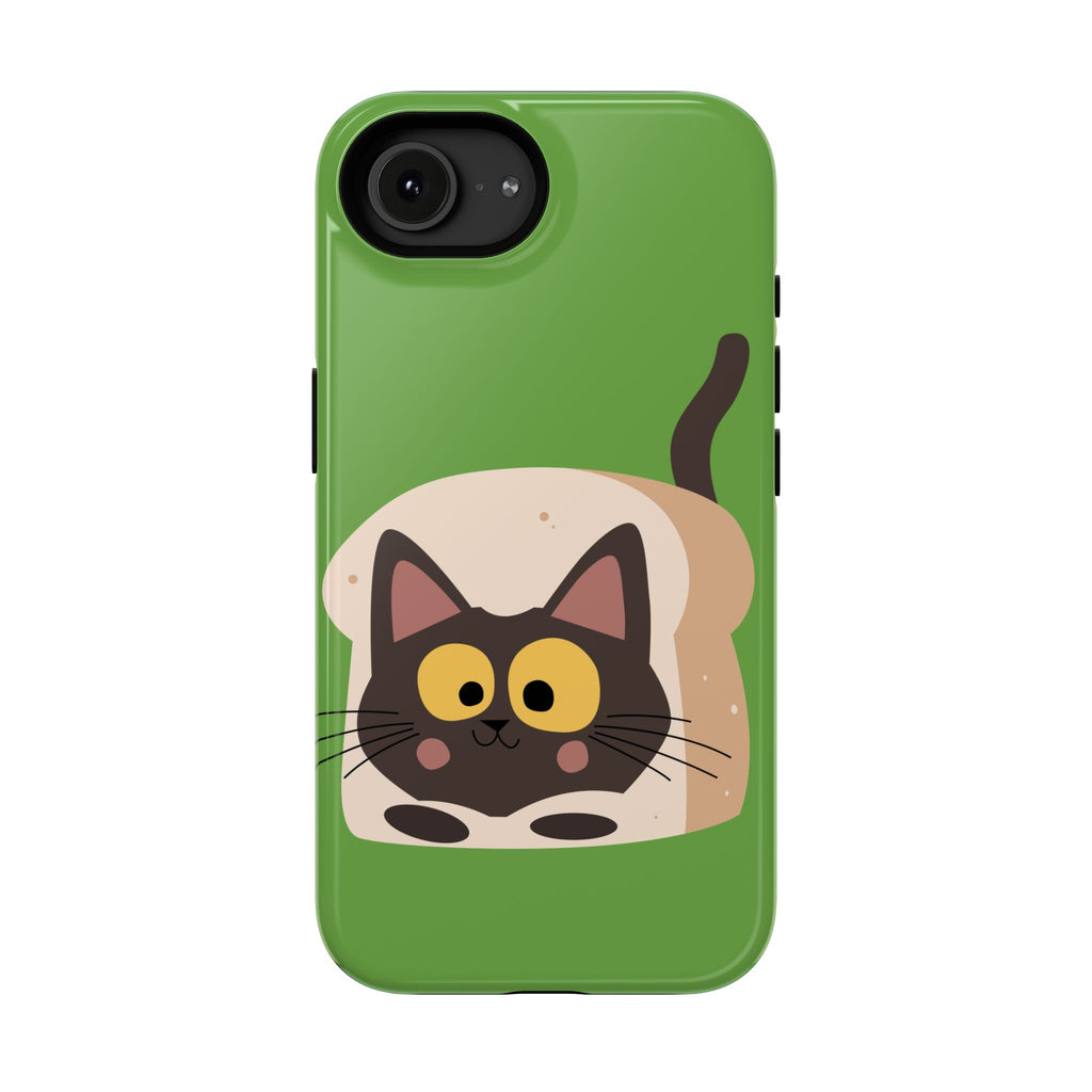 Cute Cat-in-Bread Impact-Resistant Phone Case – Green