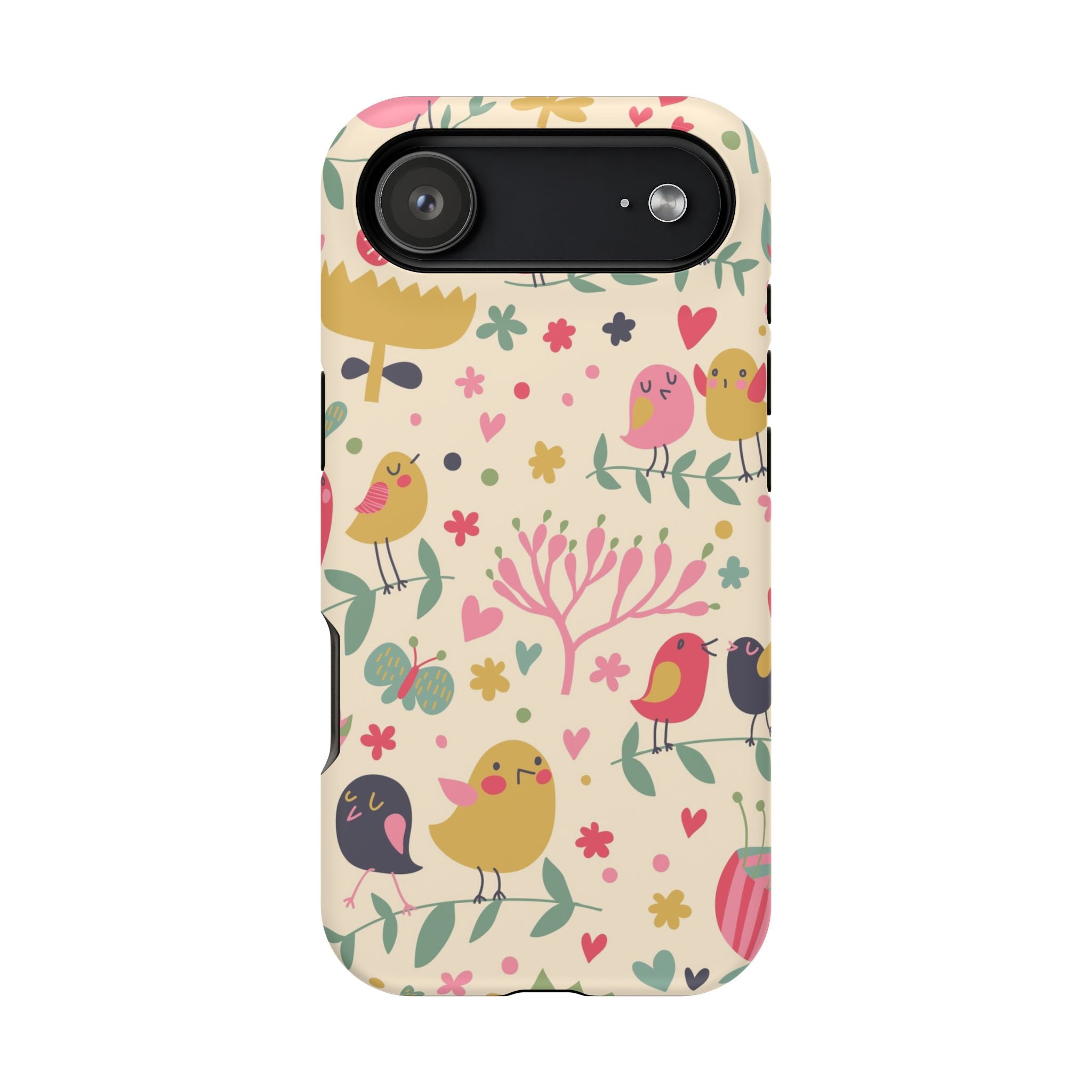 Cute Bird Floral Phone Case, Impact-Resistant