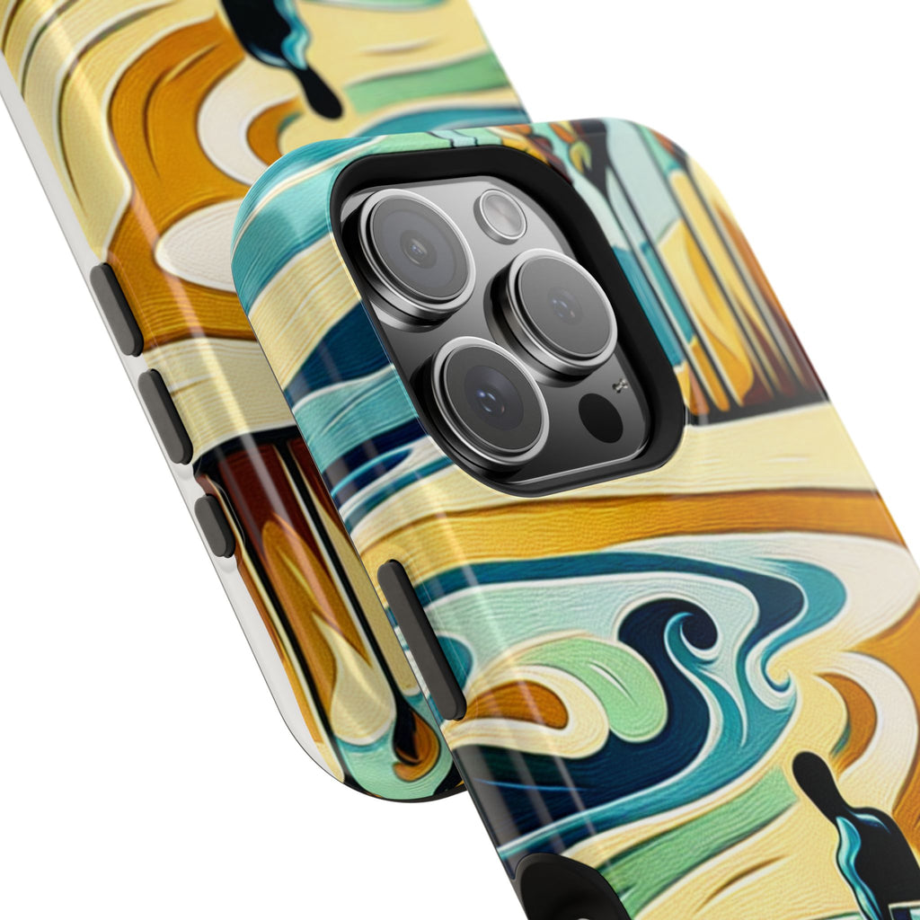 Impact Resistant Phone Case Surfing Colorful Beach Art Case, Summer Vibes