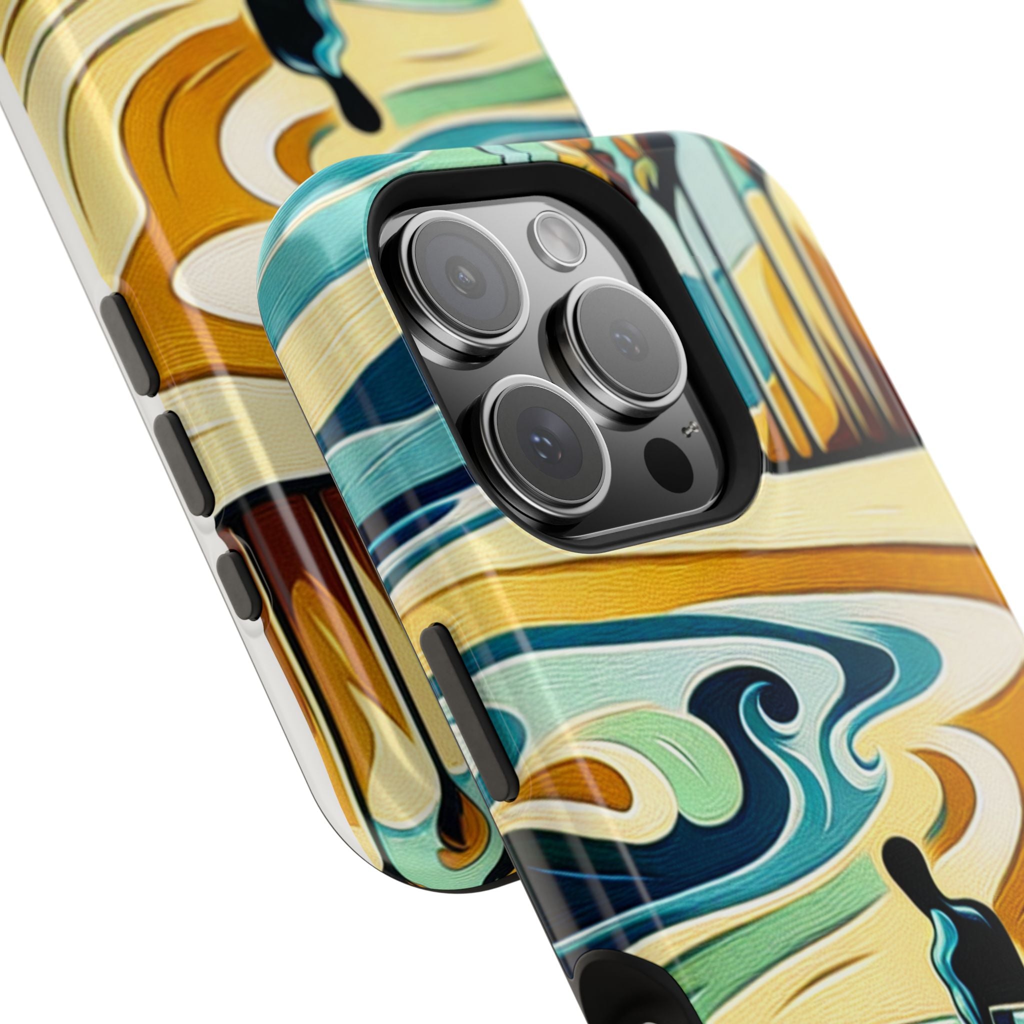 Impact Resistant Phone Case Surfing Colorful Beach Art Case, Summer Vibes