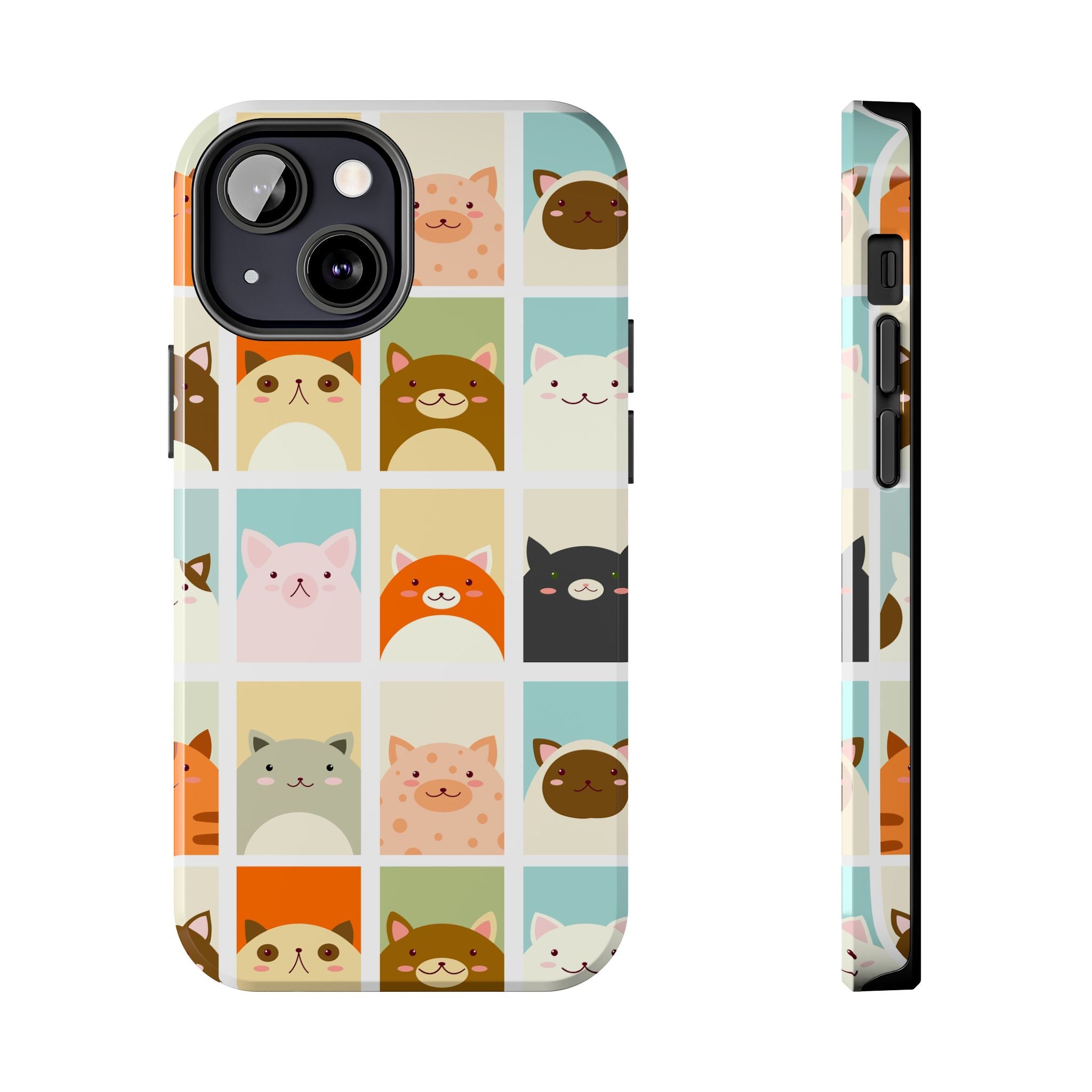 Cute Grid Cats Tough Phone Case