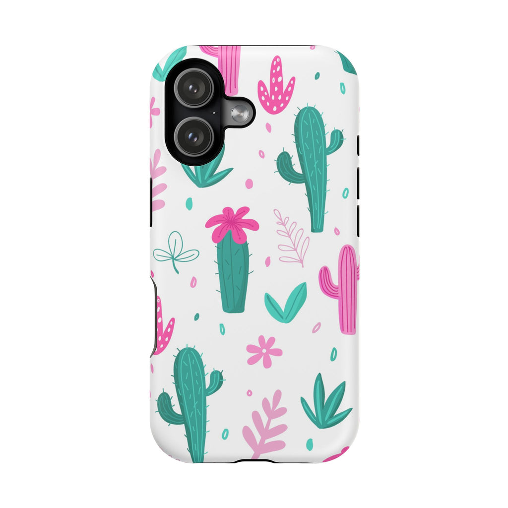 Cute Pink & Teal Cactus Shock Proof iPhone Cases