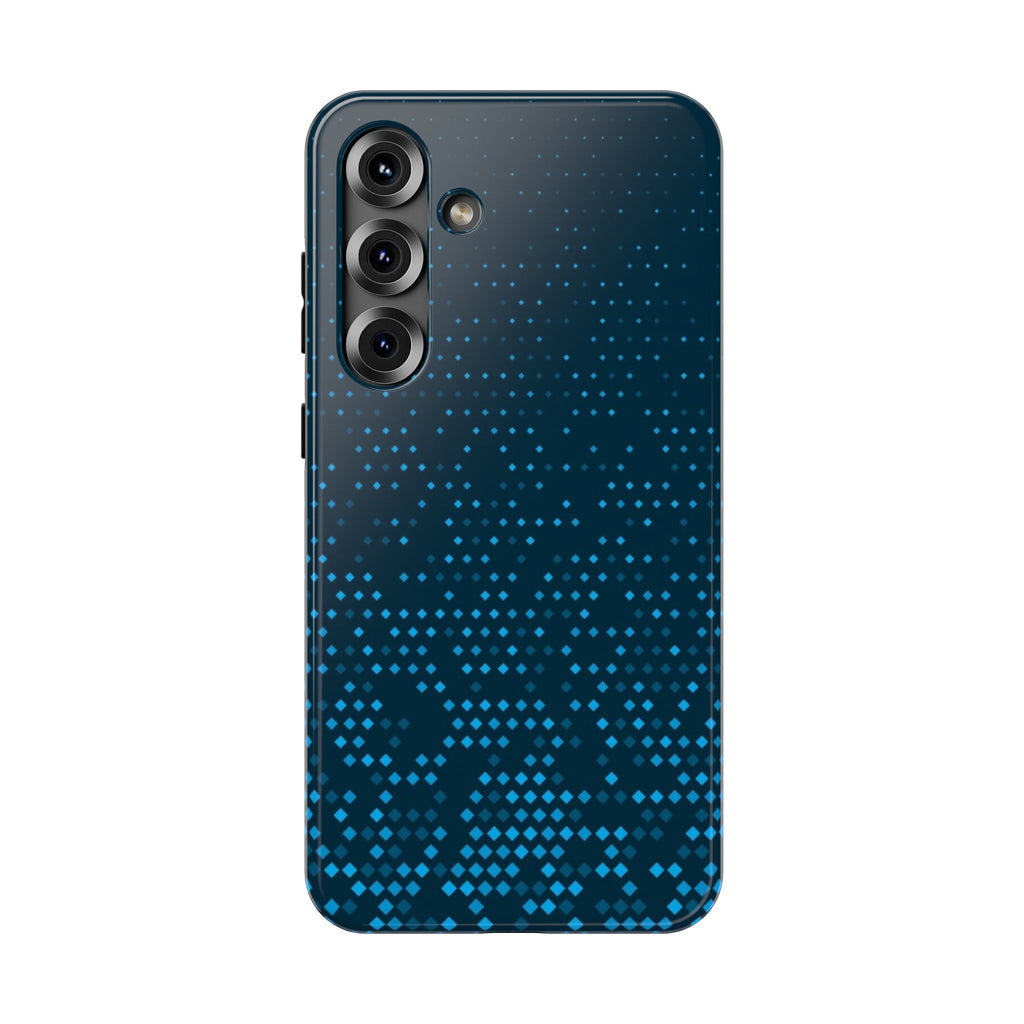 Impact-Resistant Phone Case — Blue Digital Dot Matrix Design