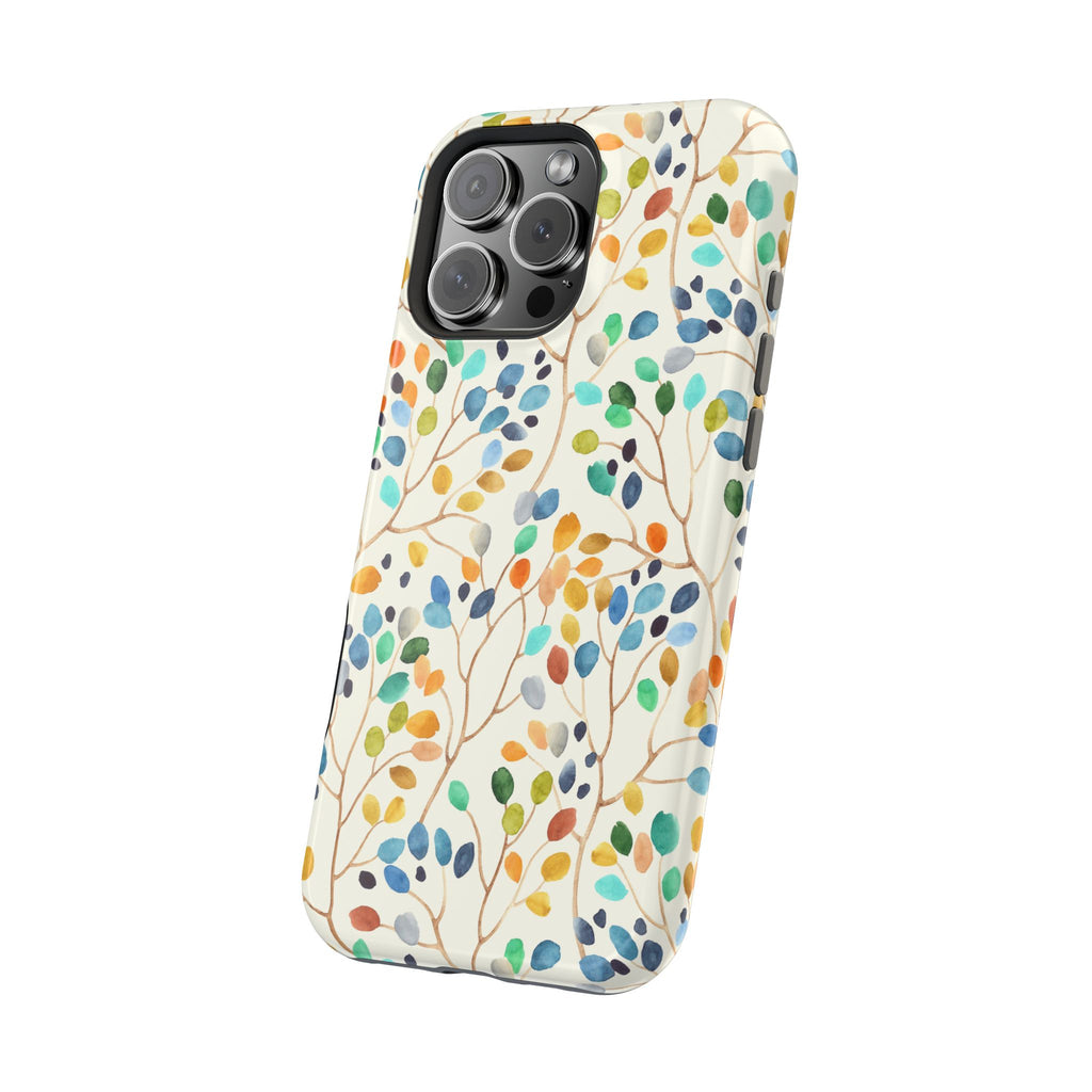 Floral Watercolor Leaves Magnetic Impact-Resistant Phone Case