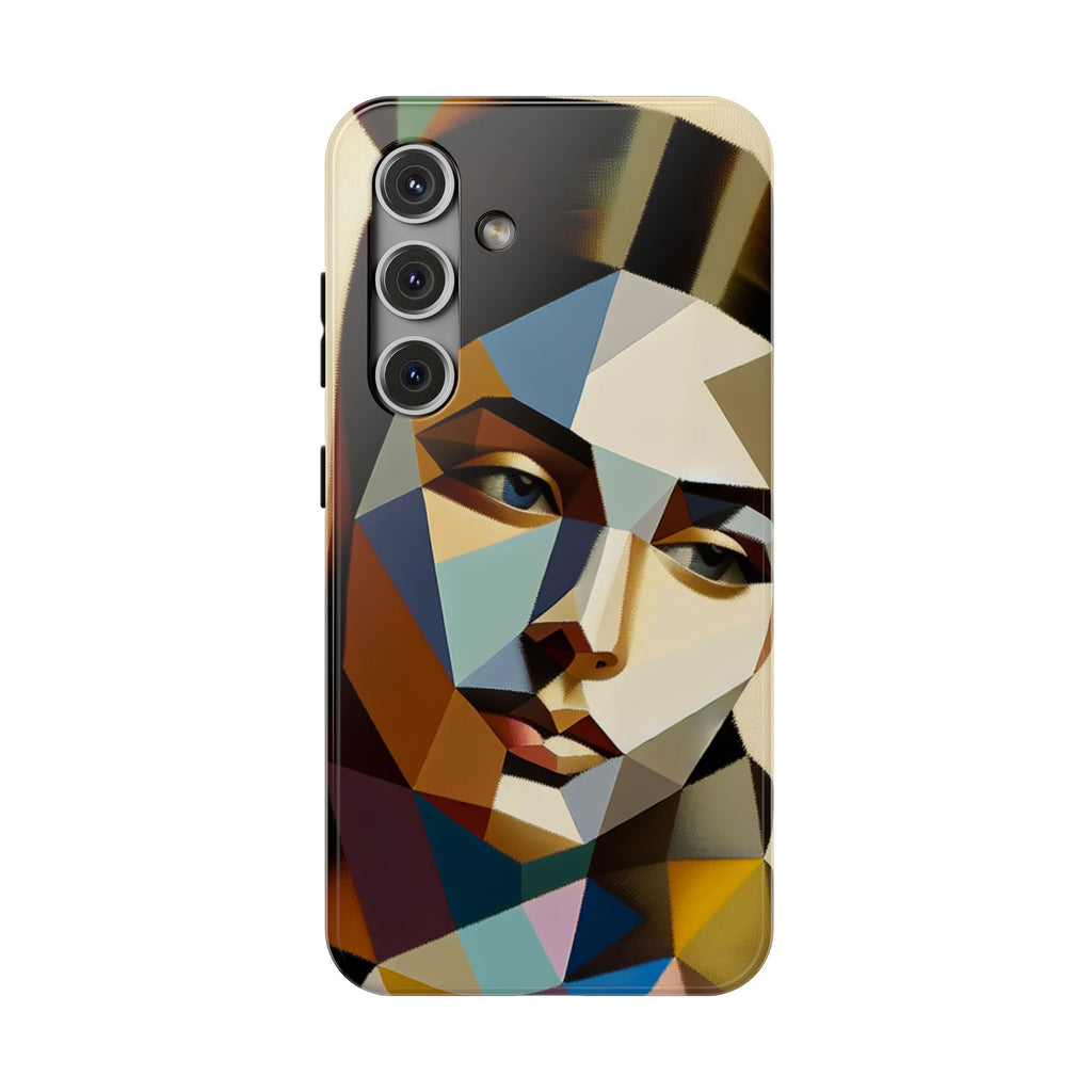Geometric Portrait Impact-Resistant Phone Case — Abstract Cubist Face, Protective iPhone Cover
