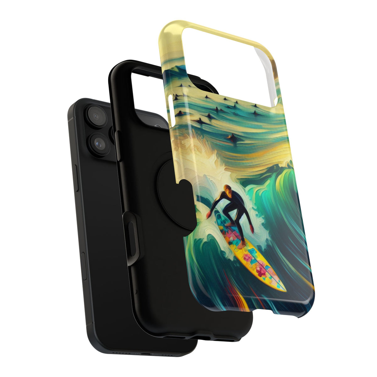 Surfing Waves Impact-Resistant Phone Case — Colorful Surfer Design