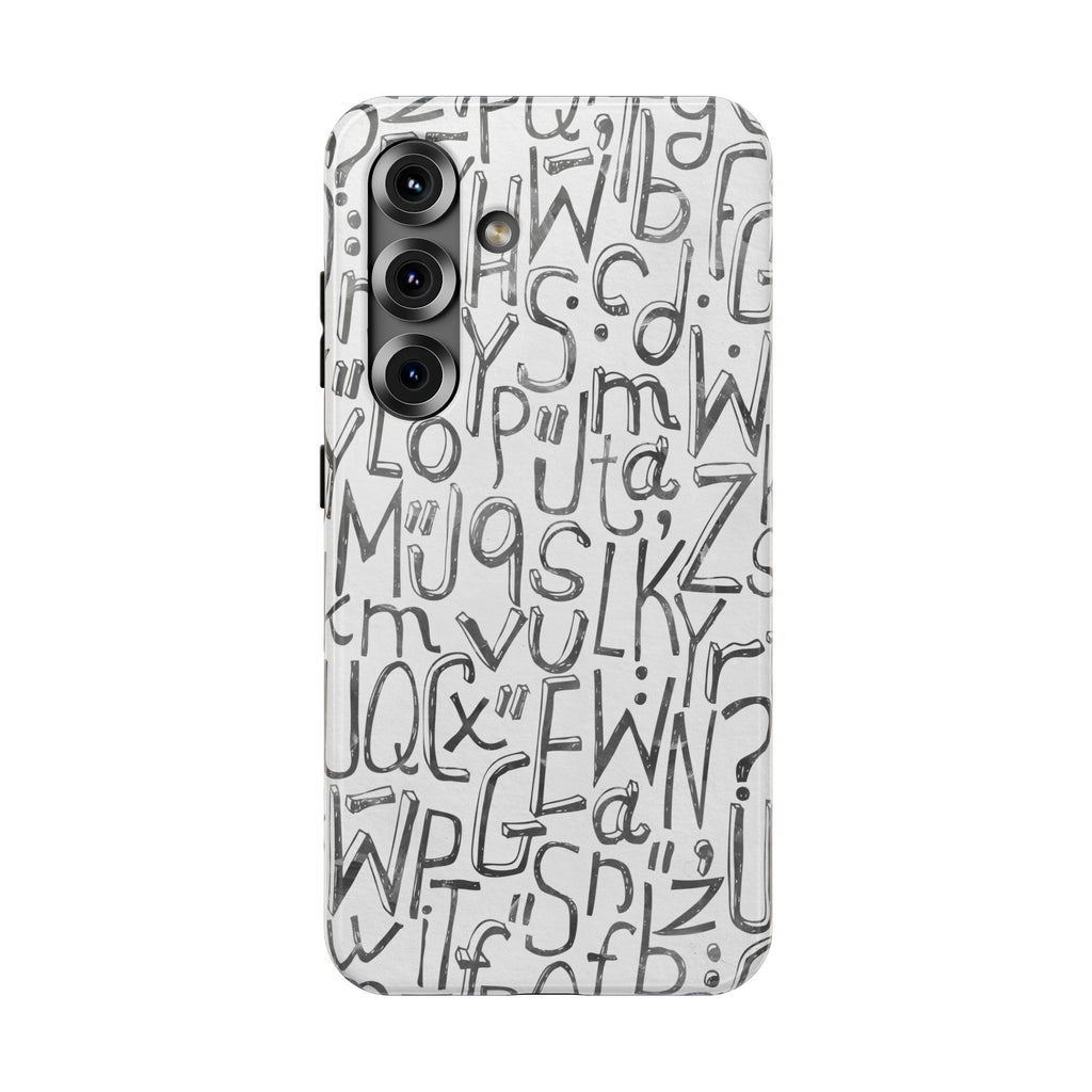 Monochrome Letter Pattern Impact-Resistant Case for iPhone