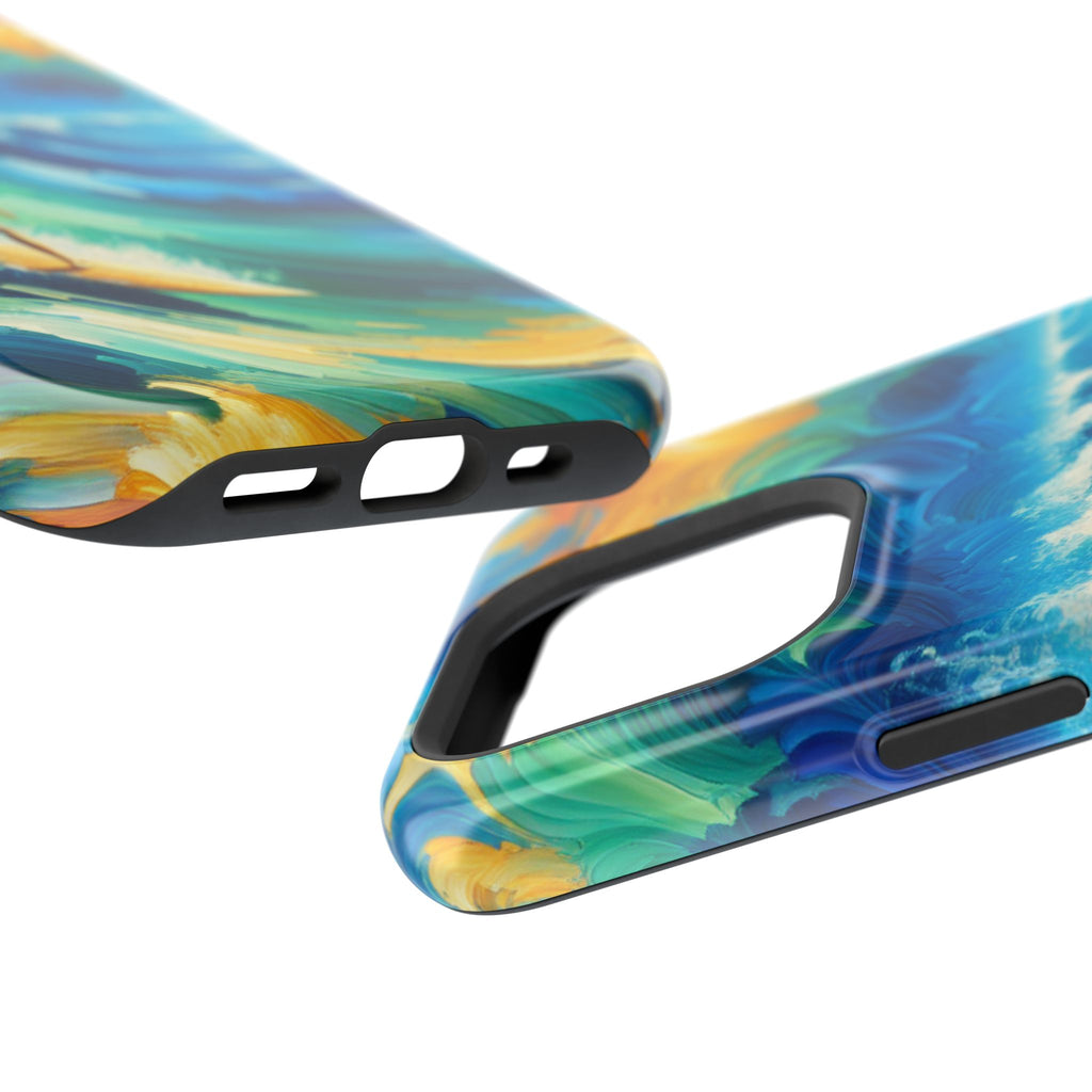 Surf-Inspired Impact Resistant Phone Case, Vibrant Ocean Wave Design