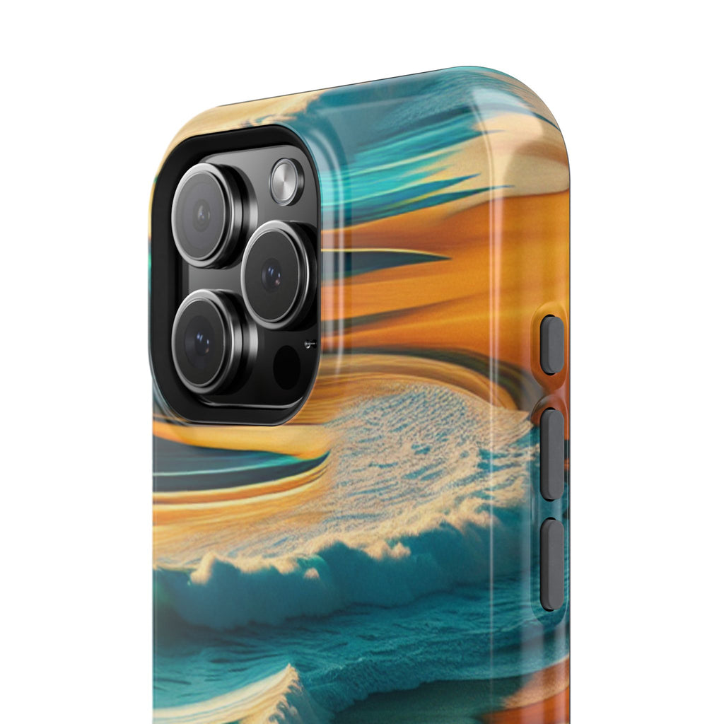Surf Sunset Impact-Resistant Phone Case — Surfer Silhouette Beach Waves Design