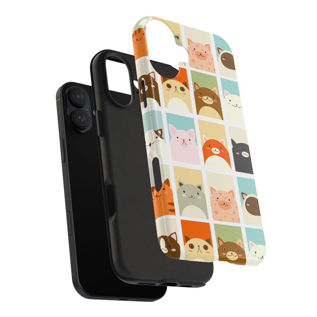 Cute Grid Cats Tough Phone Case