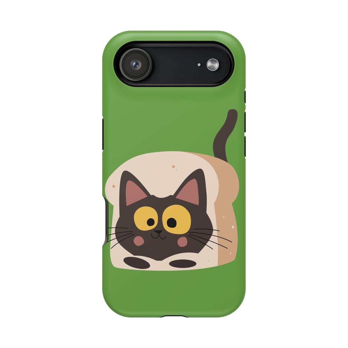 Cute Cat-in-Bread Impact-Resistant Phone Case – Green