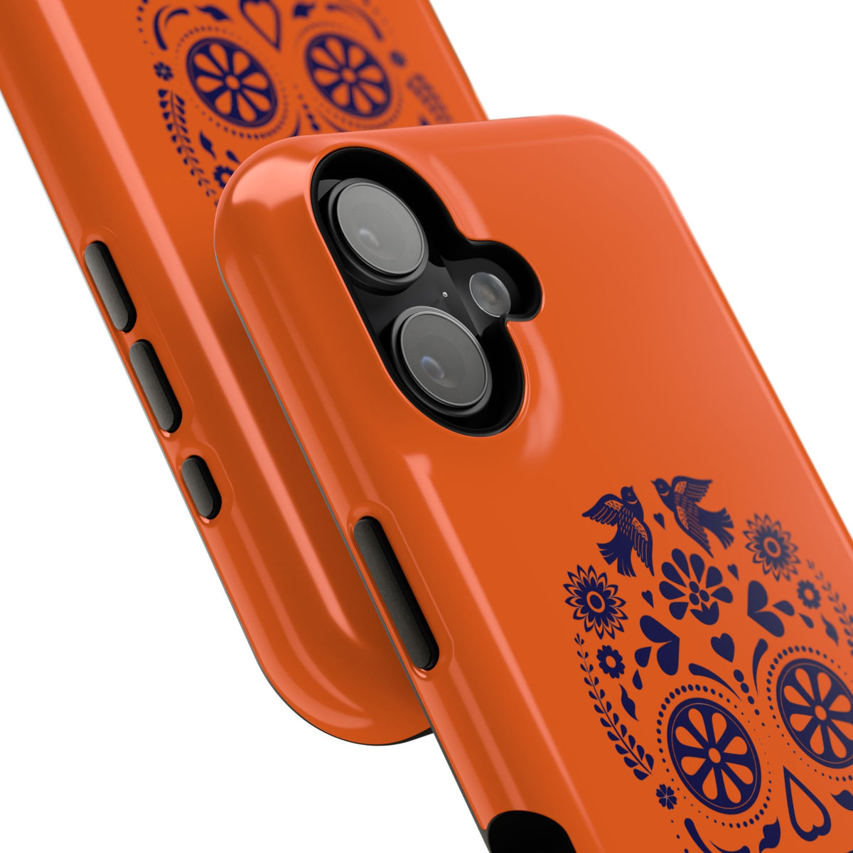 Sugar Skull Impact-Resistant Phone Case — Orange Day of the Dead Design