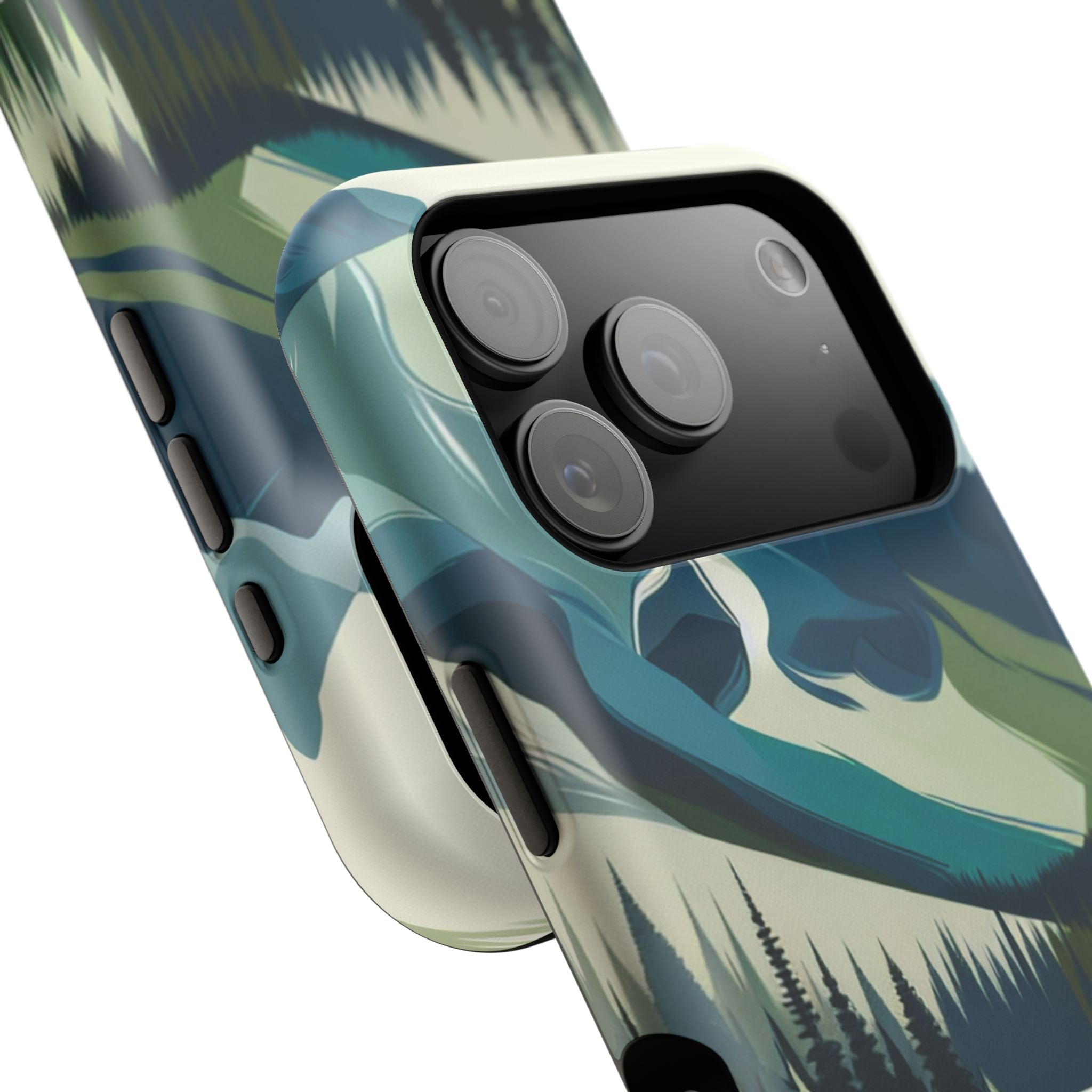 Impact Resistant Phone Case - Mountain Lake with Forest Design