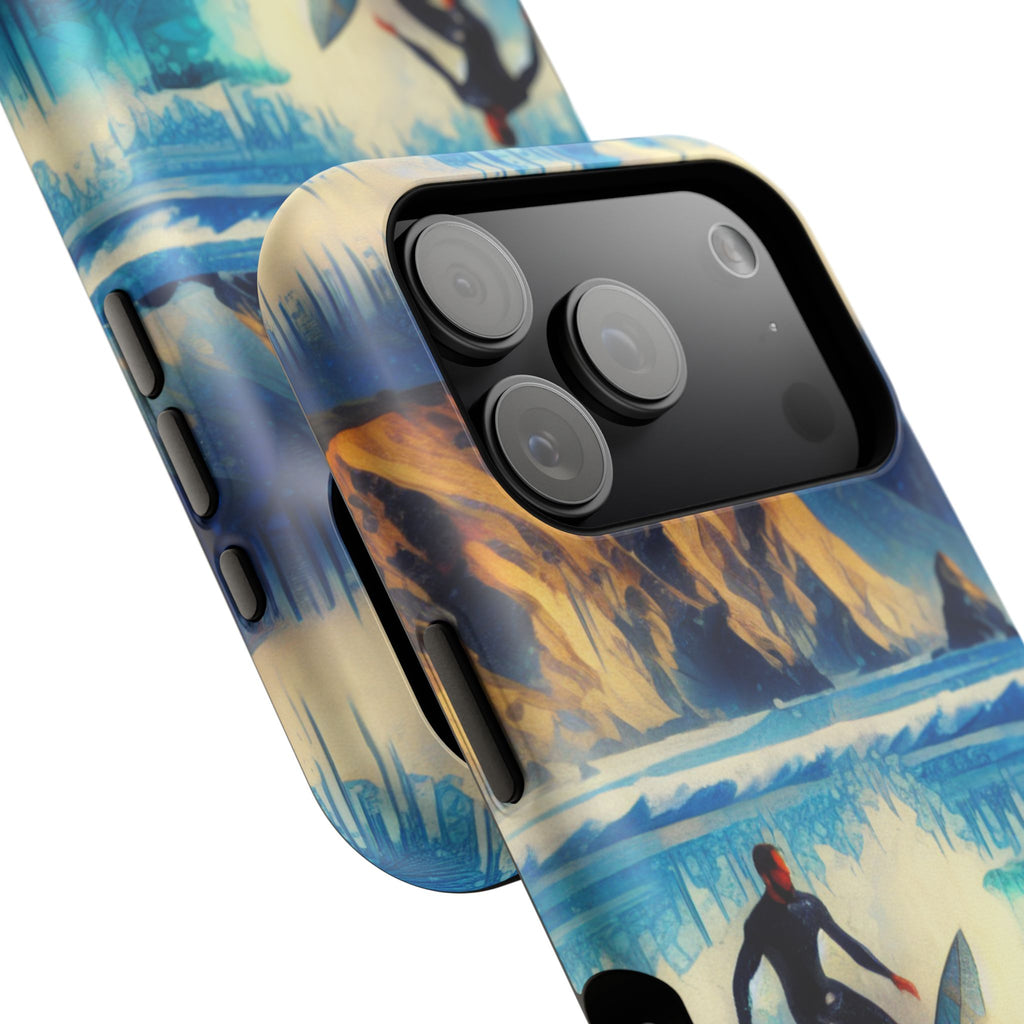 Surfer Wave Impact Phone Case – Vibrant Ocean Art Protective Cover