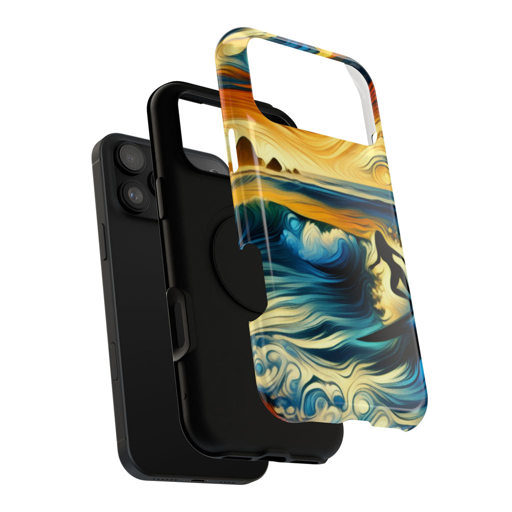 Impact Resistant Phone Case - Surfing Ocean Waves Design, Coastal Decor Gift