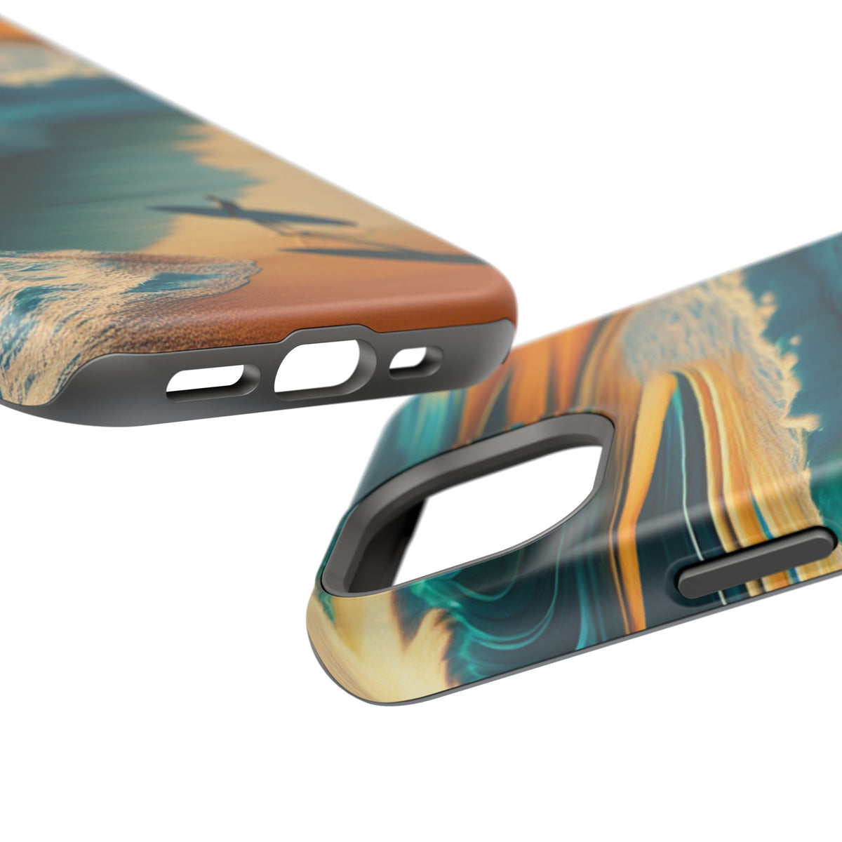 Surf Sunset Impact-Resistant Phone Case — Surfer Silhouette Beach Waves Design