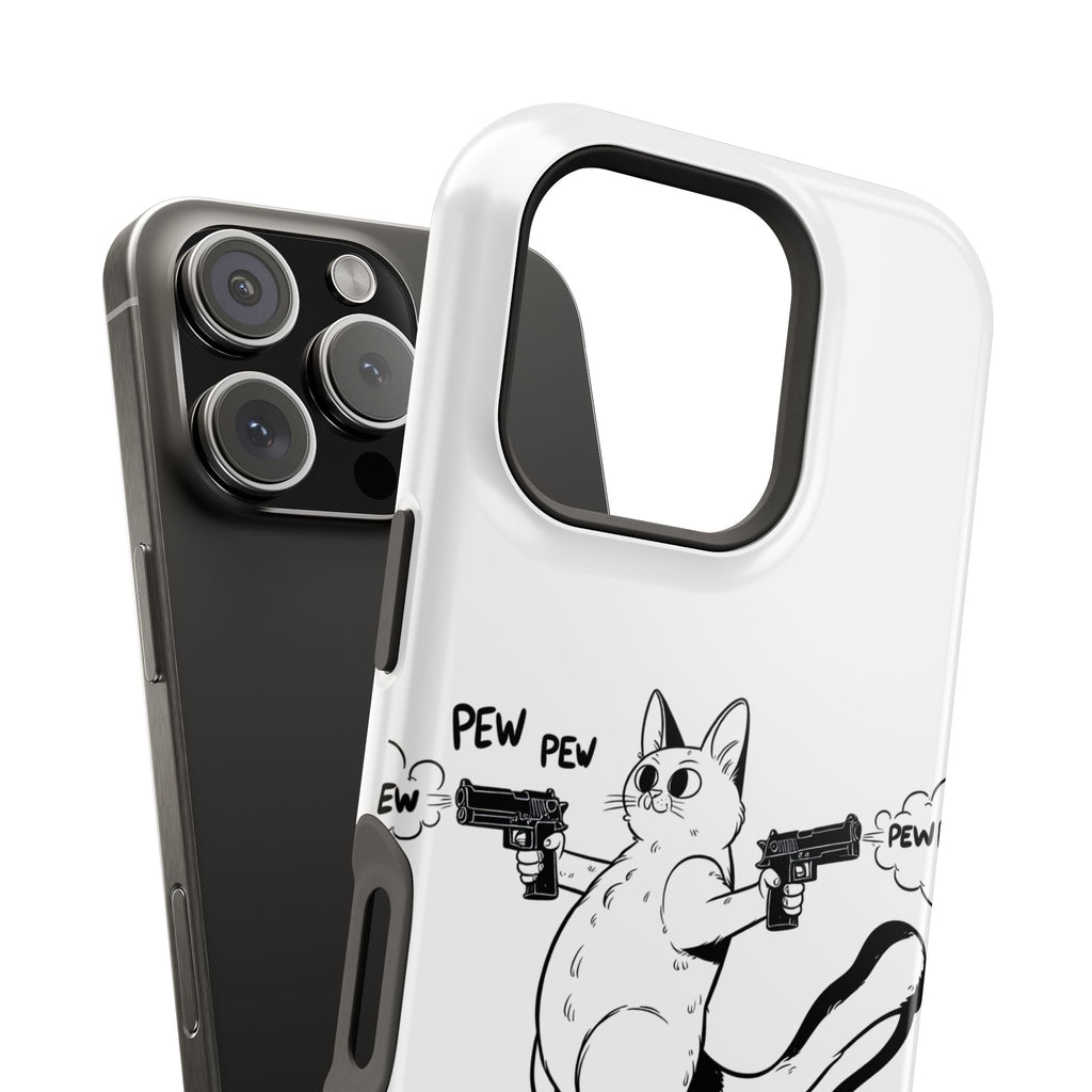 Cat Shooting 'Pew Pew' Phone Case — Impact-Resistant iPhone Cover