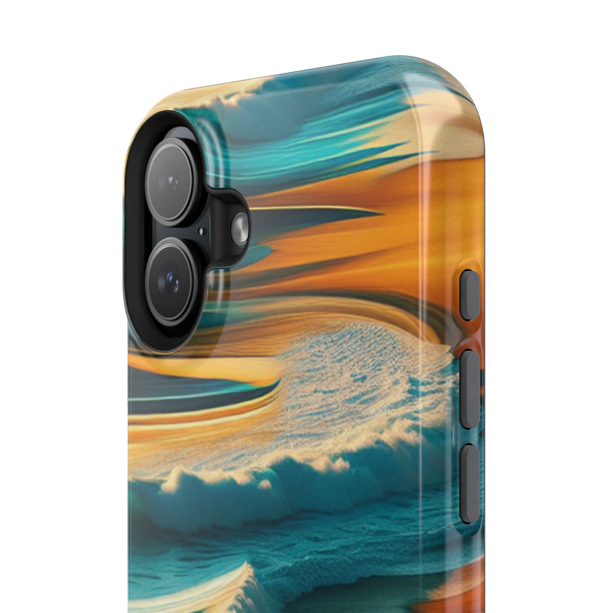 Surf Sunset Impact-Resistant Phone Case — Surfer Silhouette Beach Waves Design