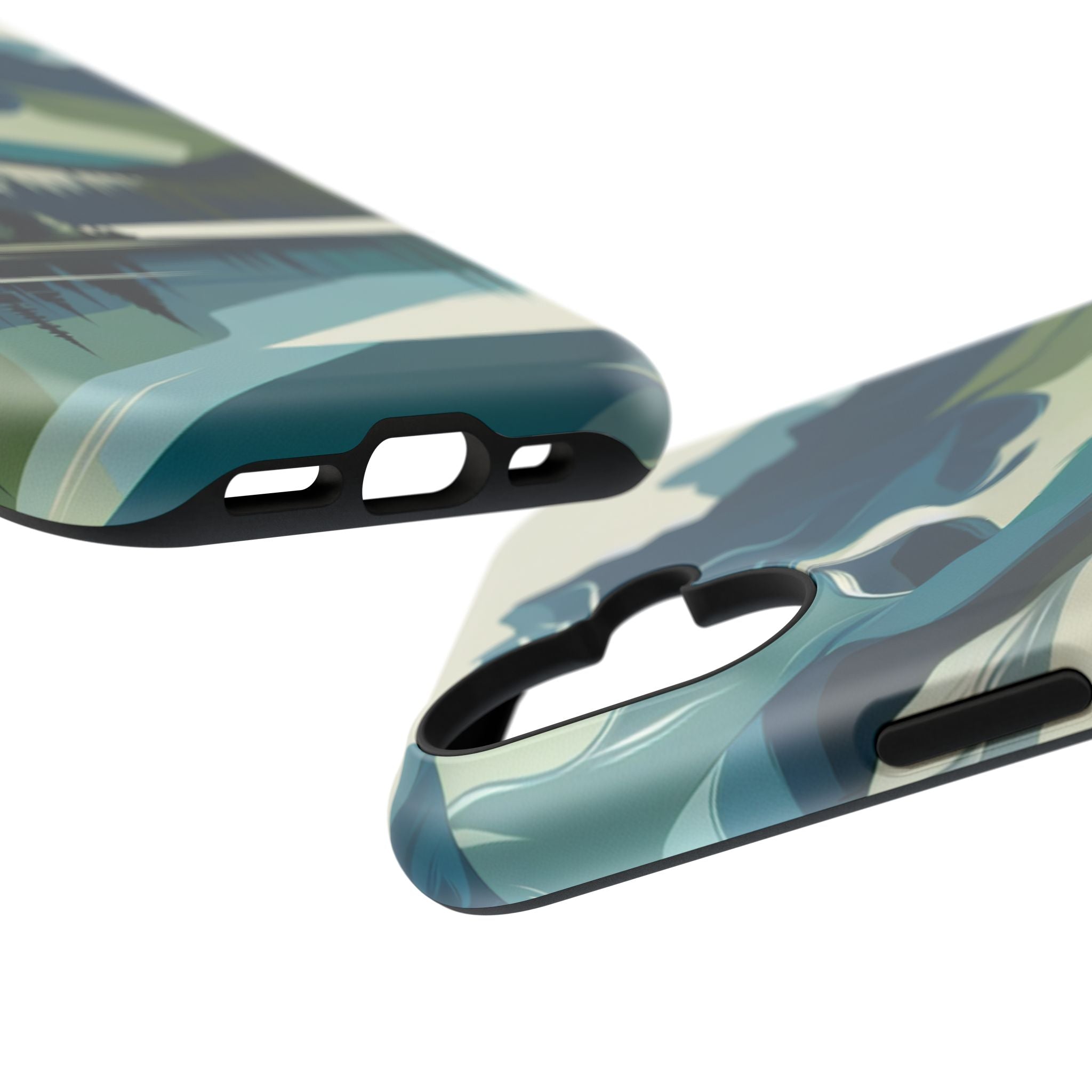 Impact Resistant Phone Case - Mountain Lake with Forest Design