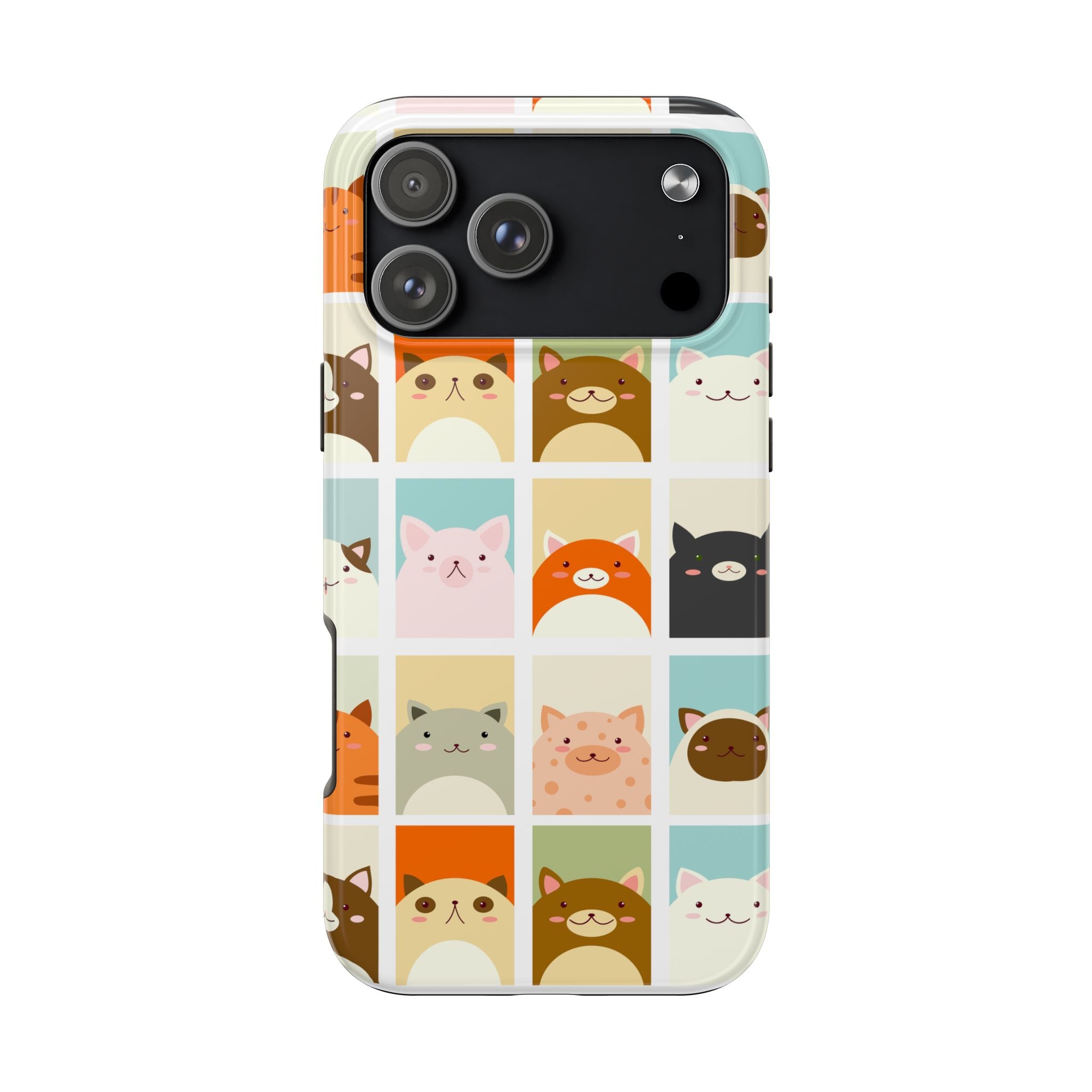 Cute Grid Cats Tough Phone Case