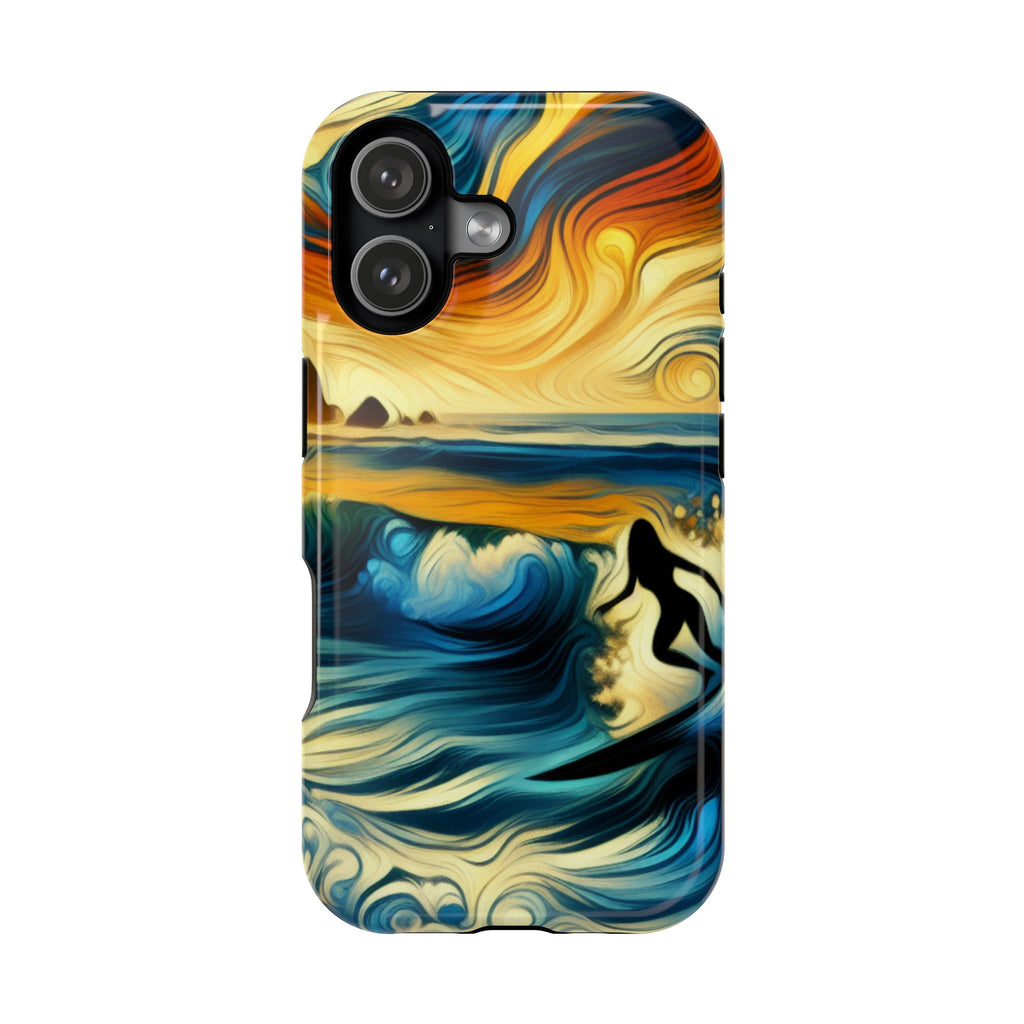 Impact Resistant Phone Case - Surfing Ocean Waves Design, Coastal Decor Gift