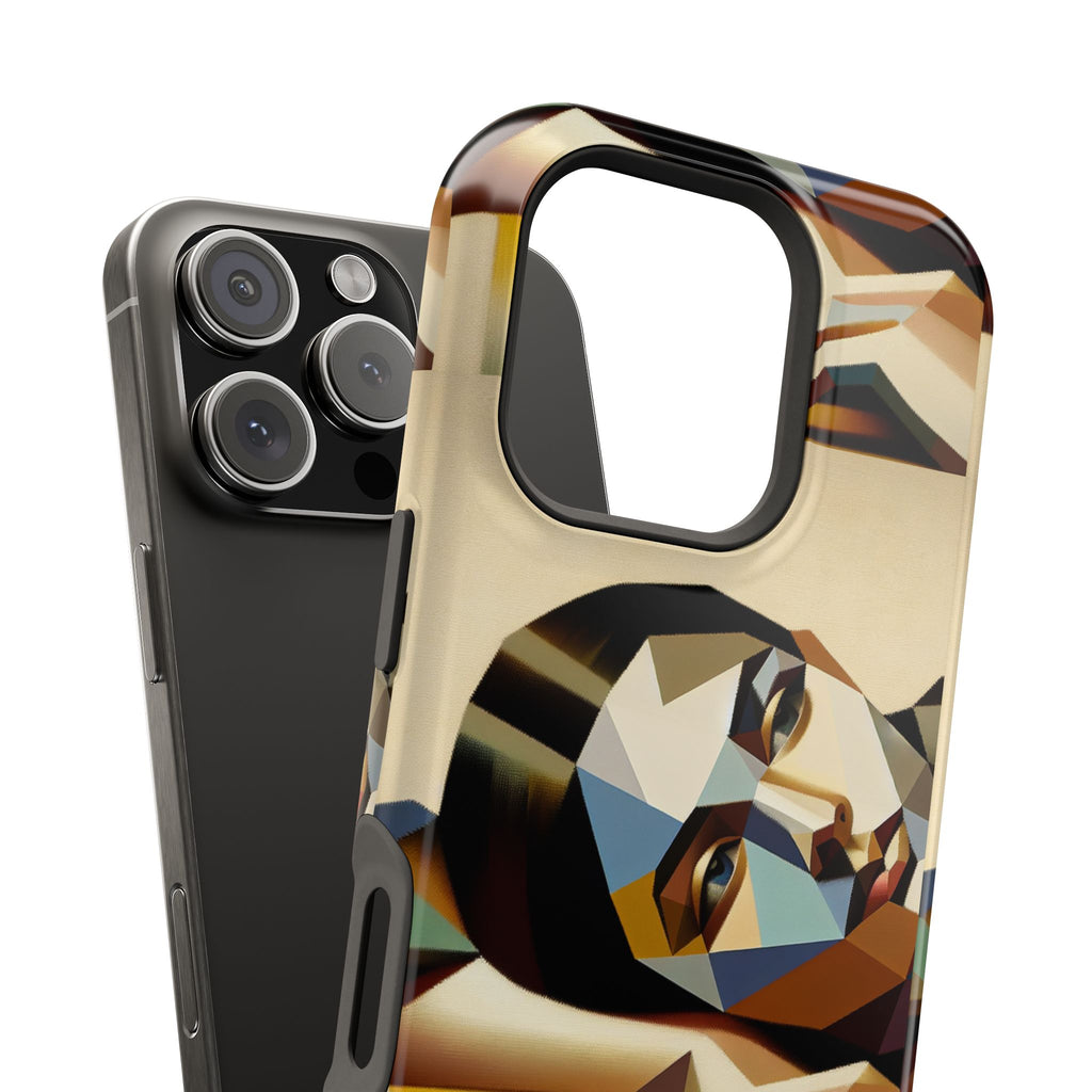 Geometric Portrait Impact-Resistant Phone Case — Abstract Face Art Protective Cover
