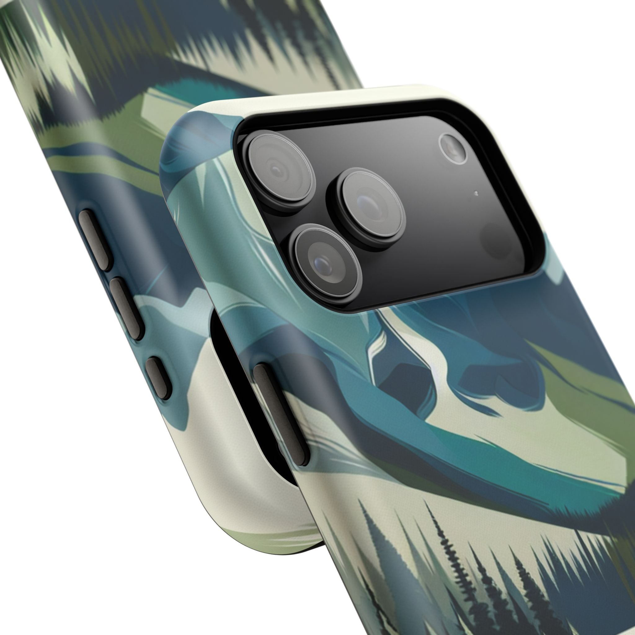 Impact Resistant Phone Case - Mountain Lake with Forest Design