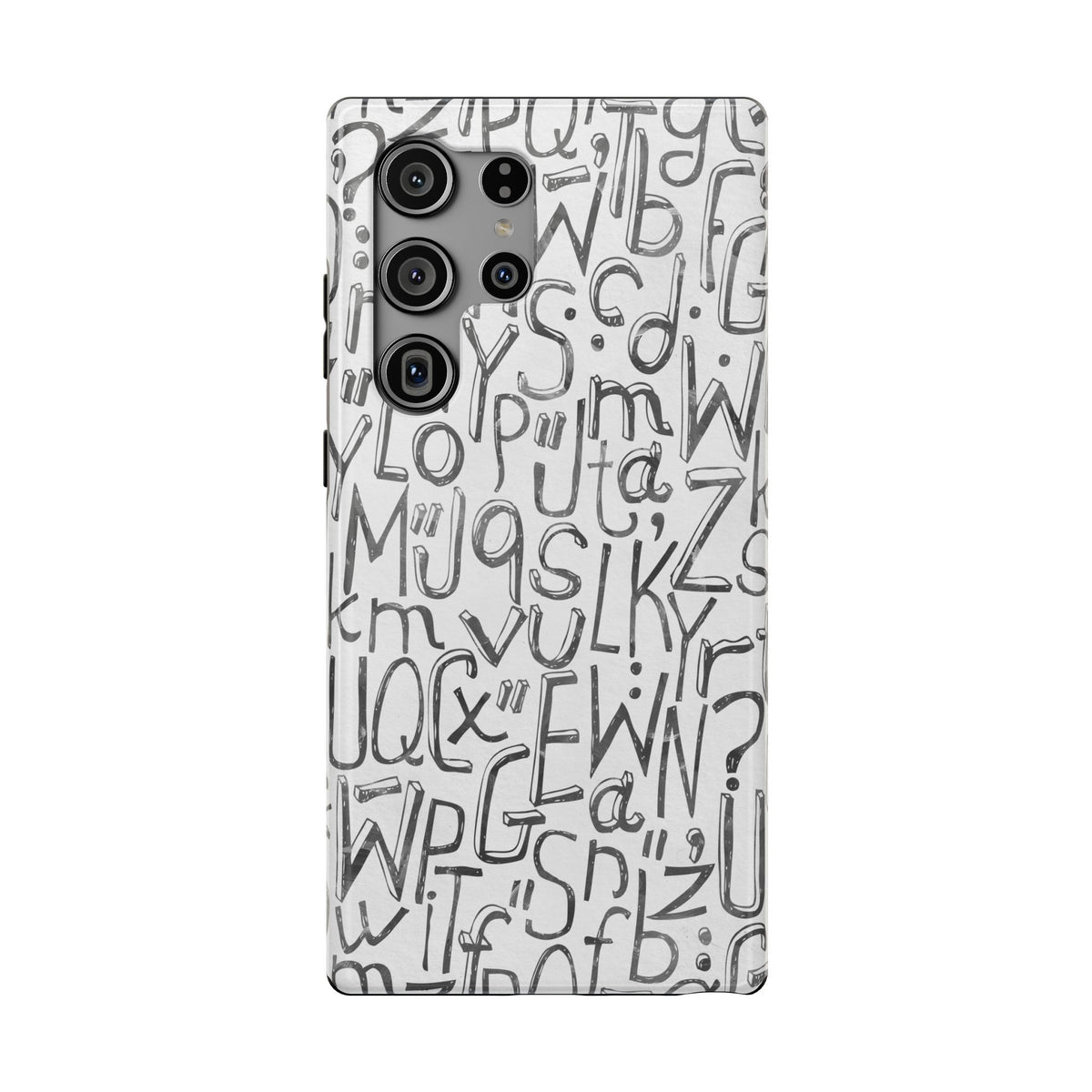 Monochrome Letter Pattern Impact-Resistant Case for iPhone