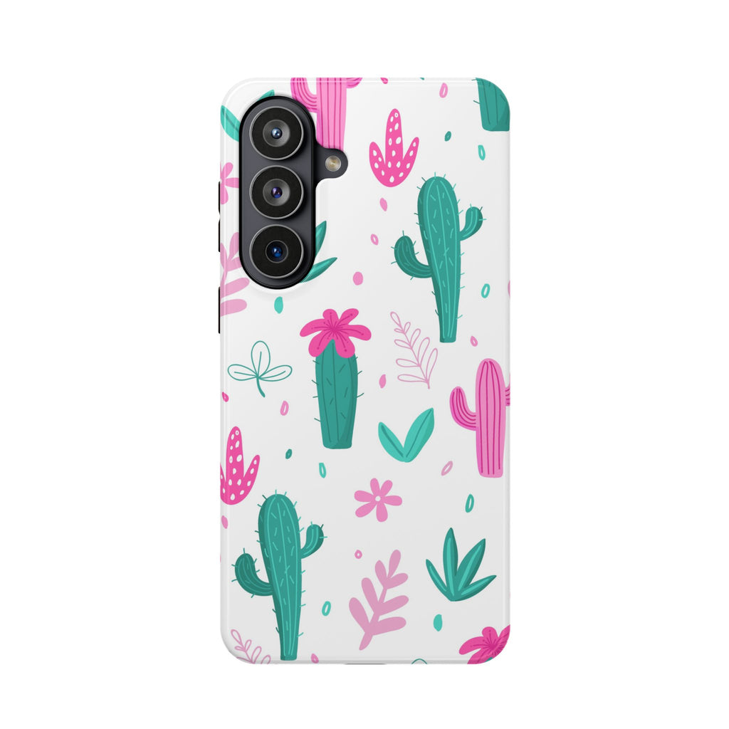 Cute Pink & Teal Cactus Shock Proof iPhone Cases