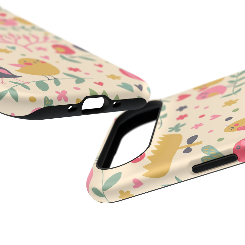 Cute Bird Floral Phone Case, Impact-Resistant