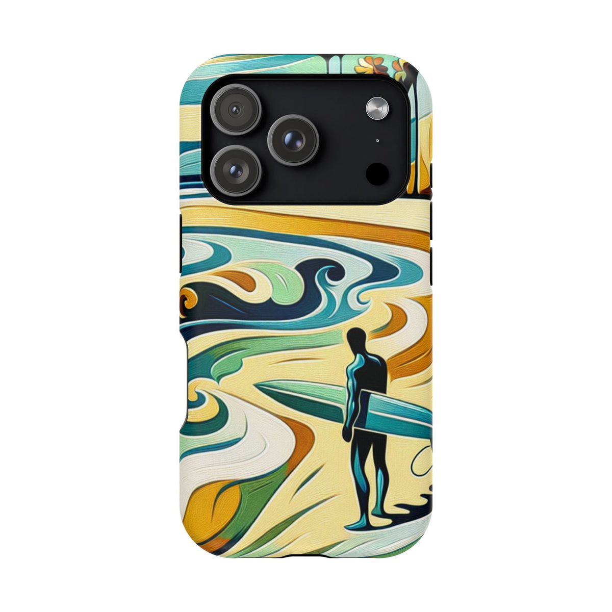 Surfboard Wave Art Phone Case — Impact-Resistant Beach Vibes iPhone Case