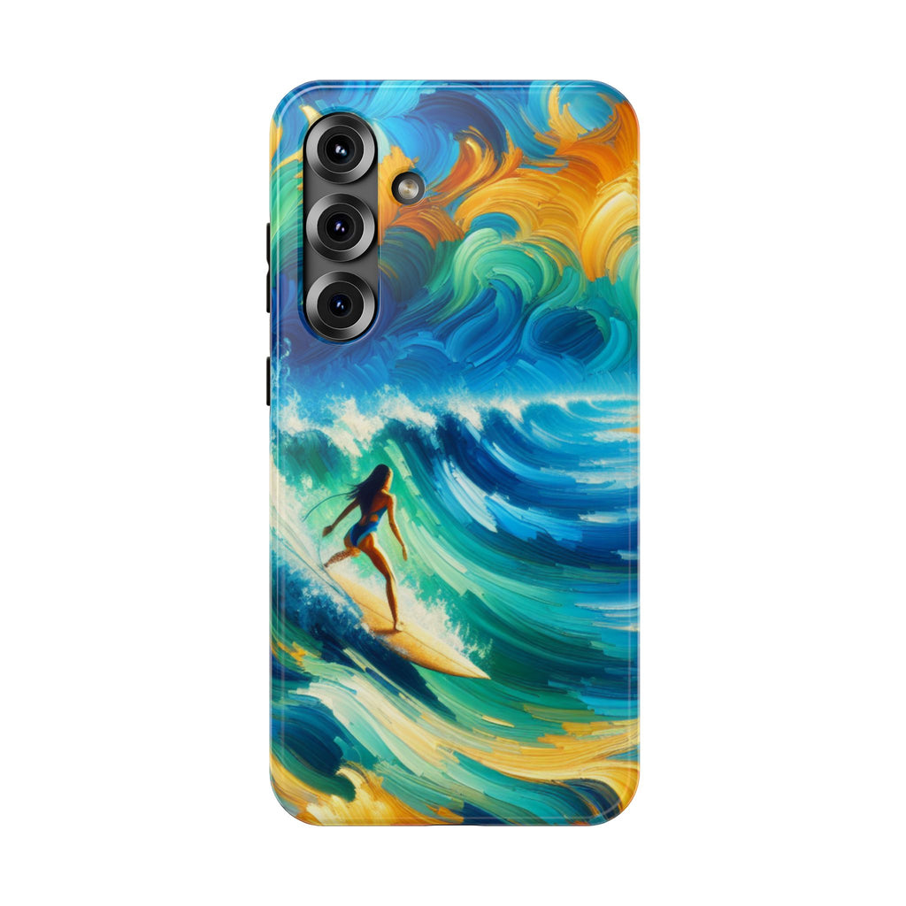 Surfer Wave Impact Phone Case – Vibrant Ocean Art Protective Cover
