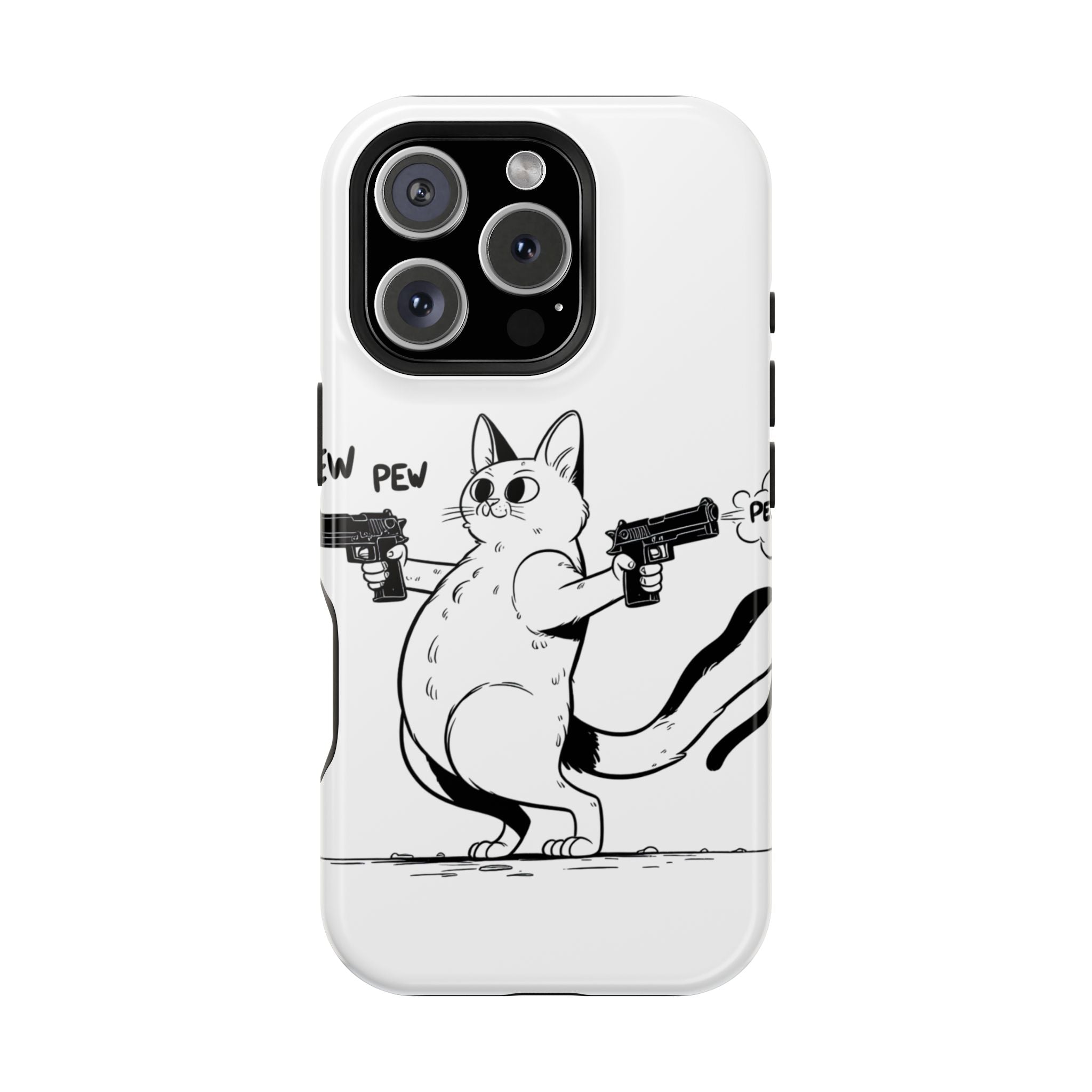 Impact Resistant Phone Case- Funny Cat Pew Pew