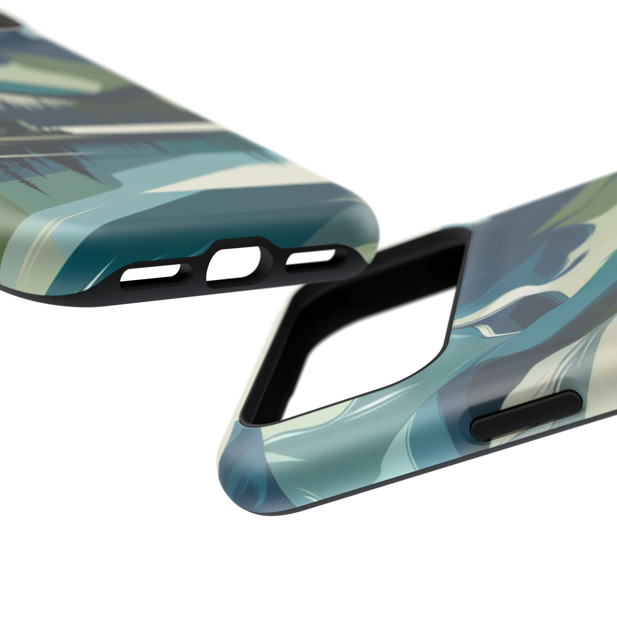 Impact Resistant Phone Case - Mountain Lake with Forest Design