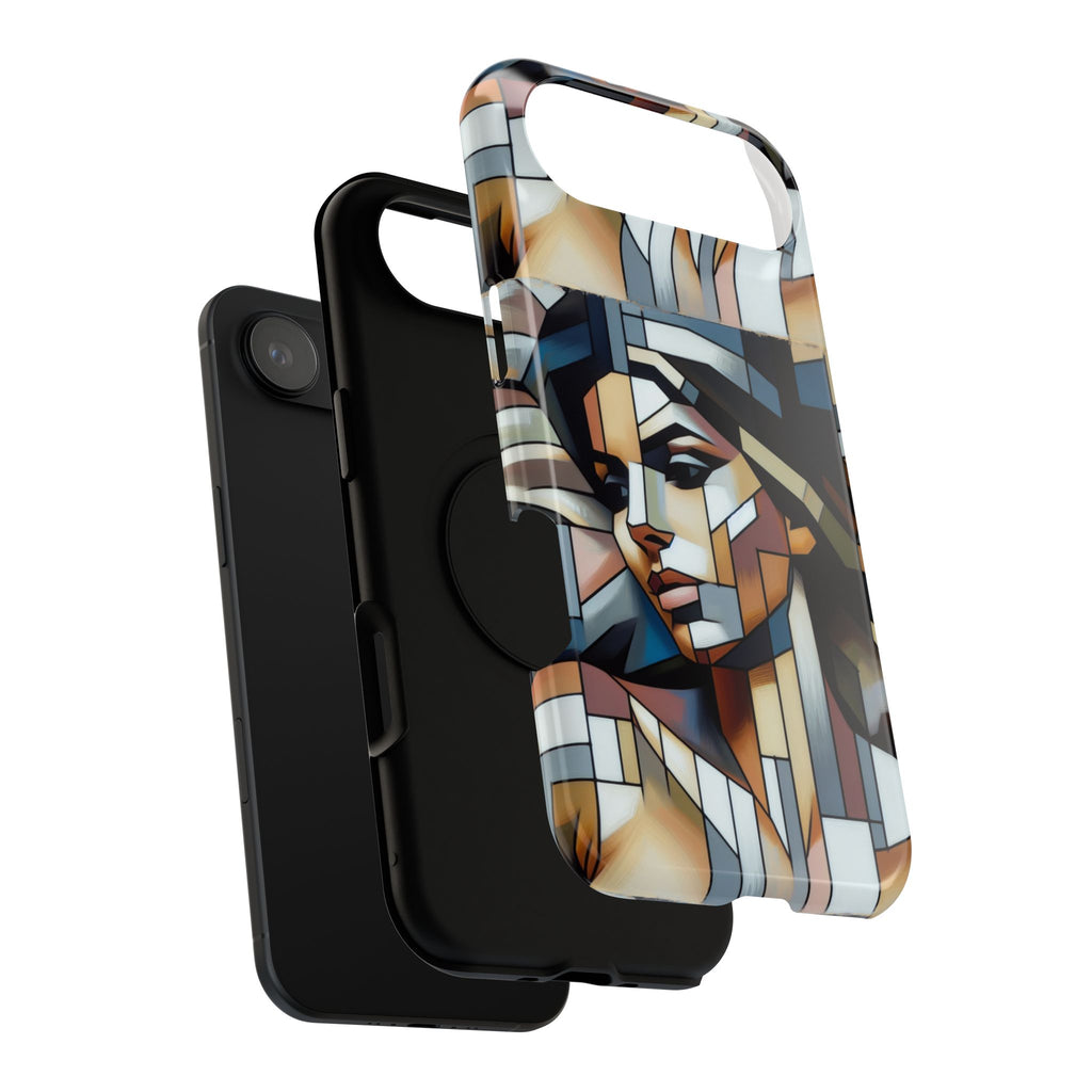Impact-Resistant Case — Geometric Stained-Glass Woman Phone Cover