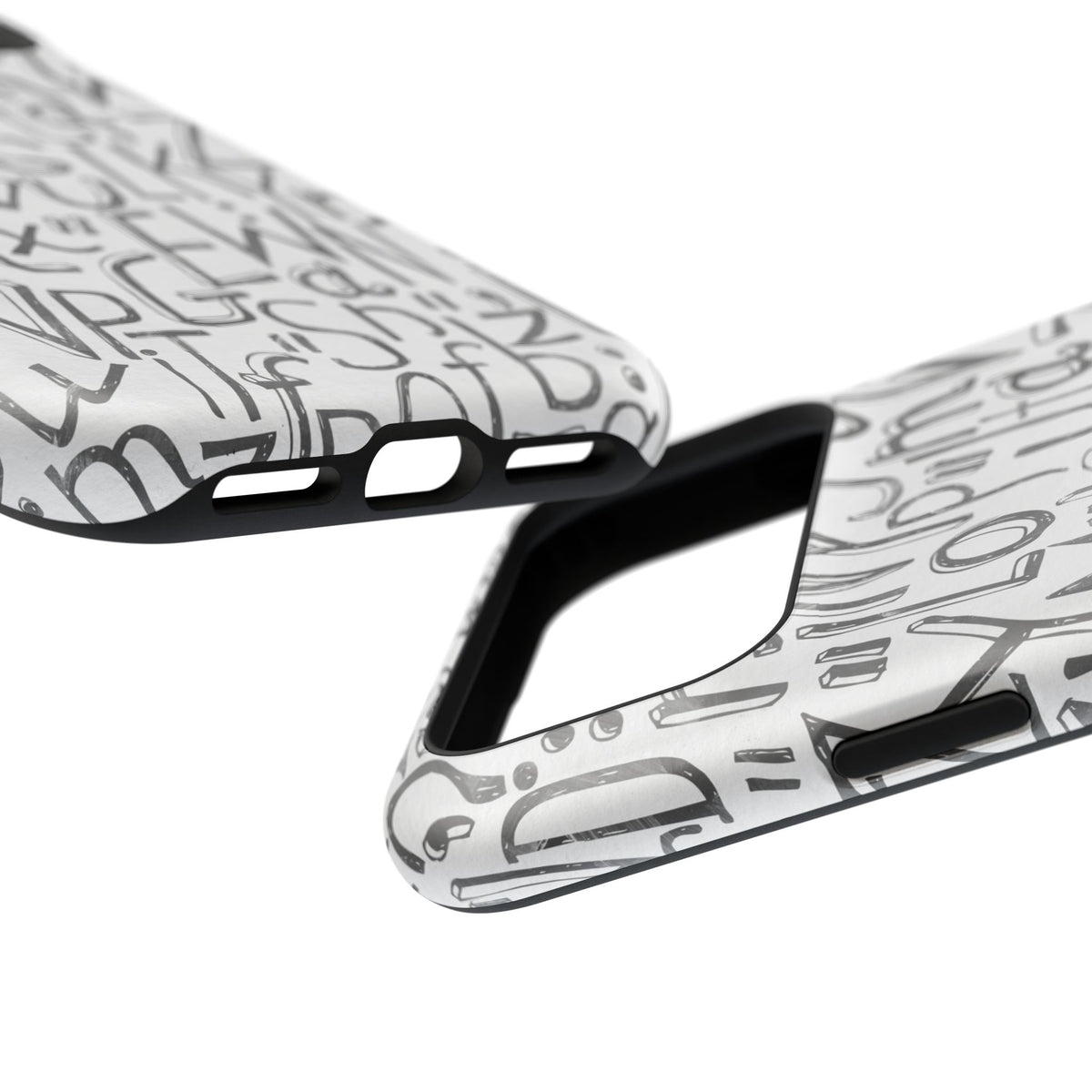 Monochrome Letter Pattern Impact-Resistant Case for iPhone