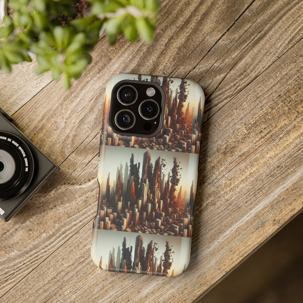 Abstract Skyline iPhone Case — Surreal Cityscape Impact-Resistant Phone Cover