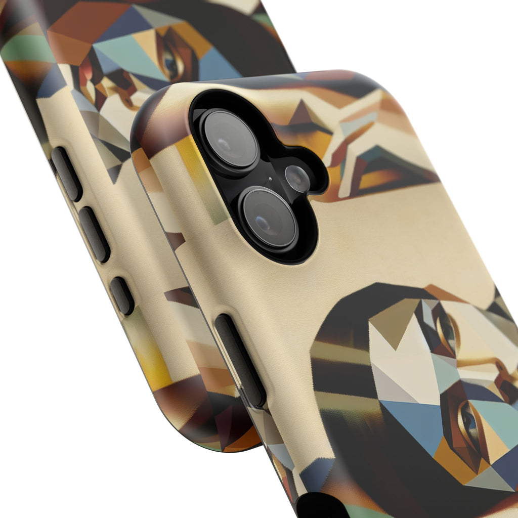 Geometric Portrait Impact-Resistant Phone Case — Abstract Face Art Protective Cover