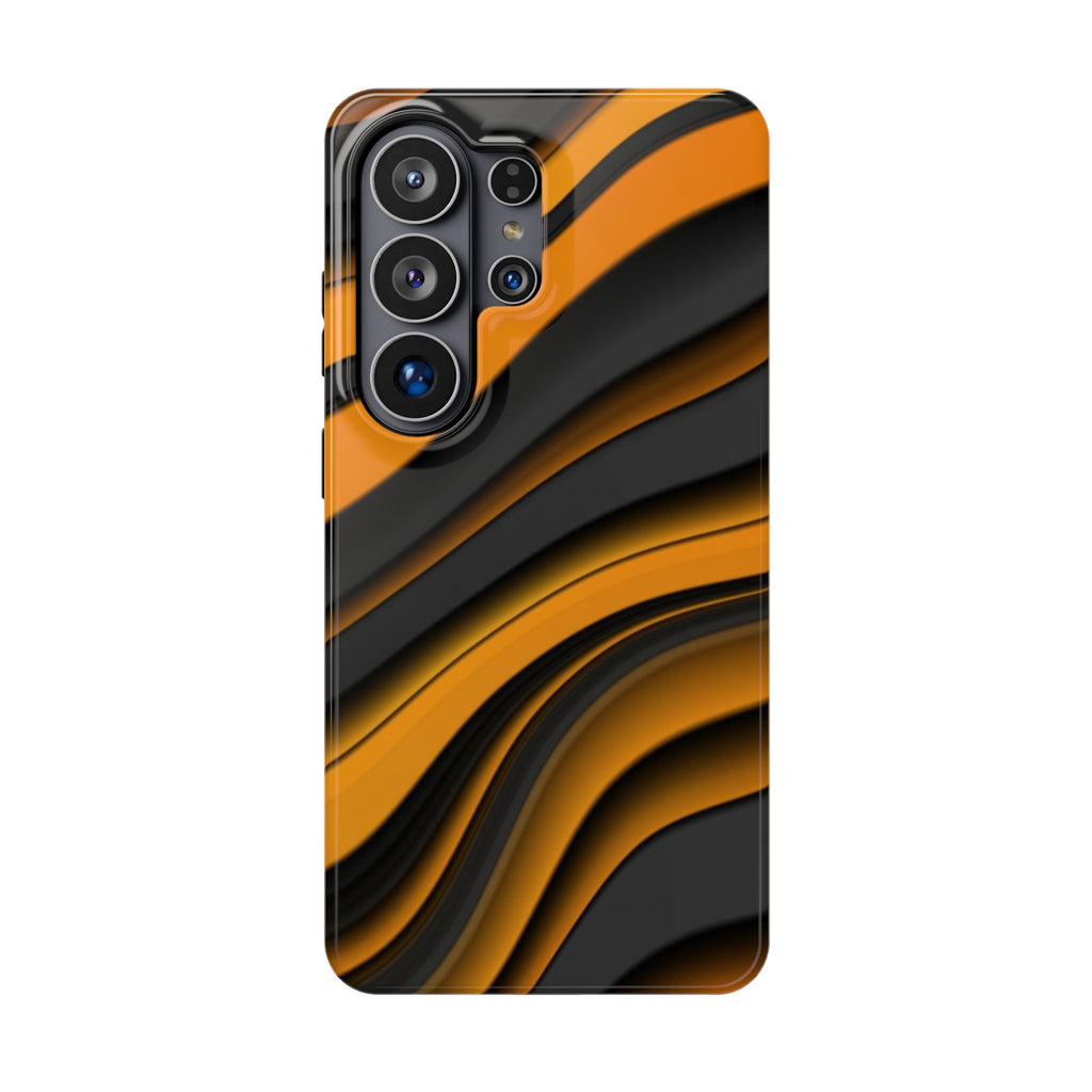 Fancy Orange & Black Wave Design Shockproof Magnetic Phone Case for iPhone/Samsung