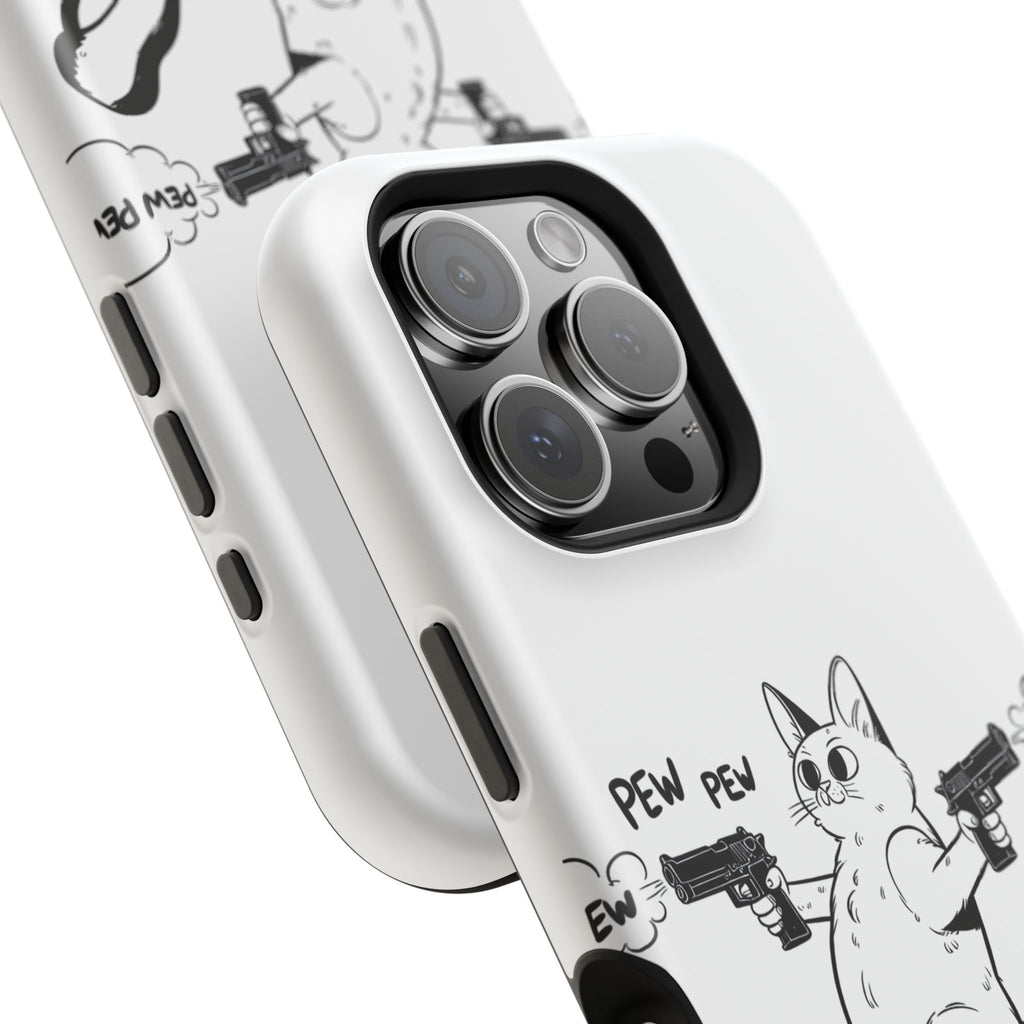 Cat Shooting 'Pew Pew' Phone Case — Impact-Resistant iPhone Cover