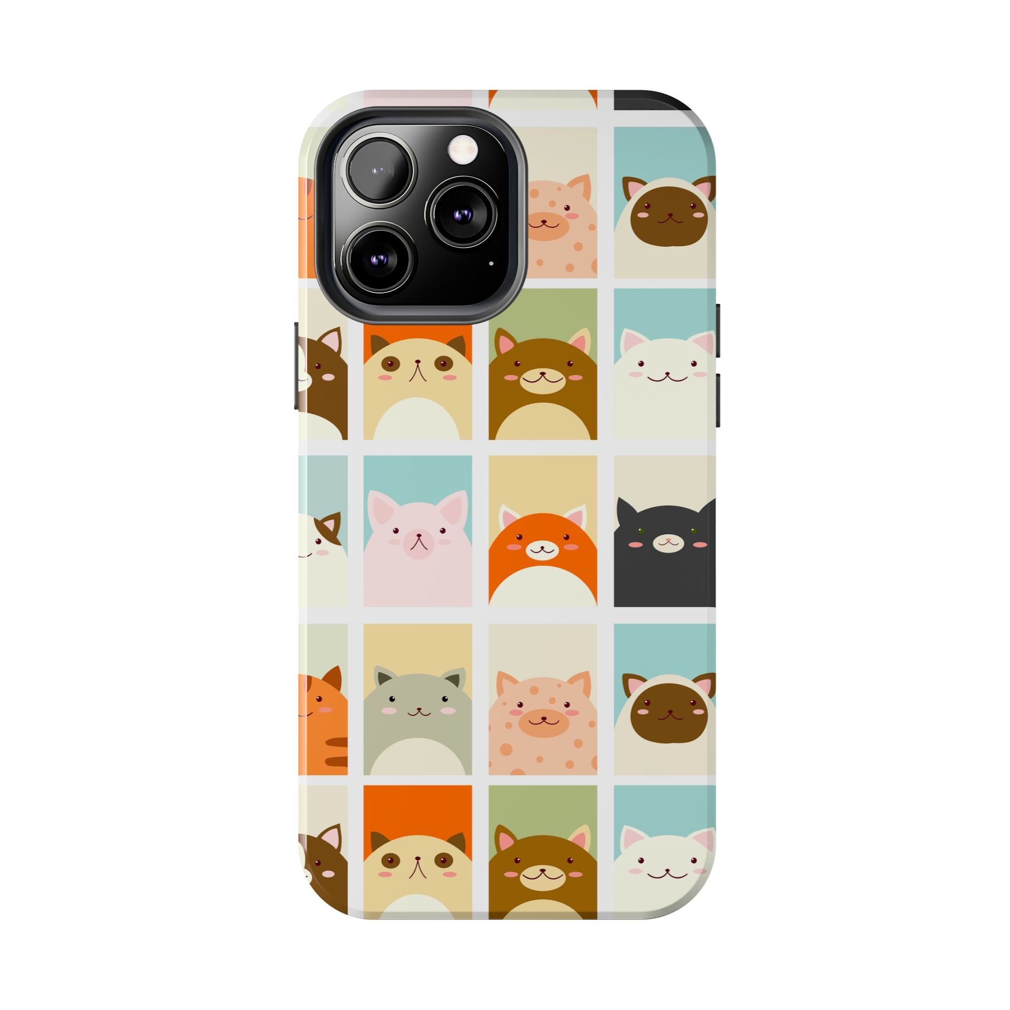 Cute Grid Cats Tough Phone Case