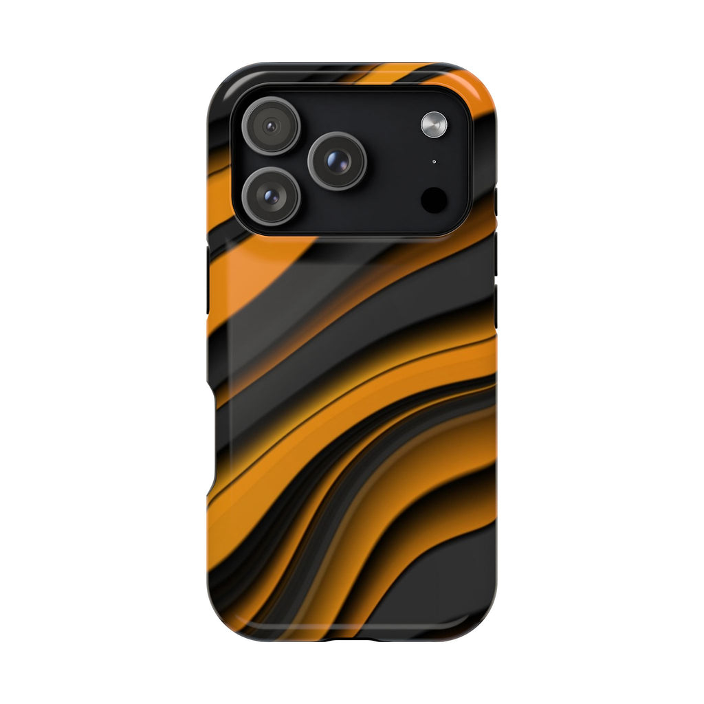 Fancy Orange & Black Wave Design Shockproof Magnetic Phone Case for iPhone/Samsung